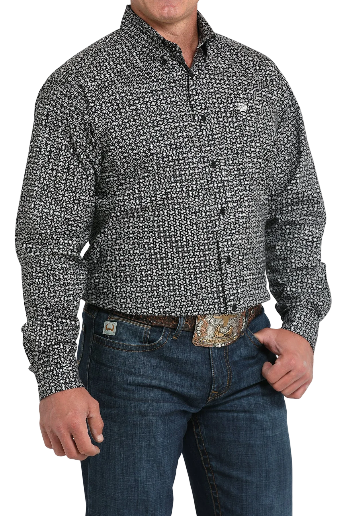 CINCH MEN'S PRINT SHIRT - BLACK**FINAL SALE**