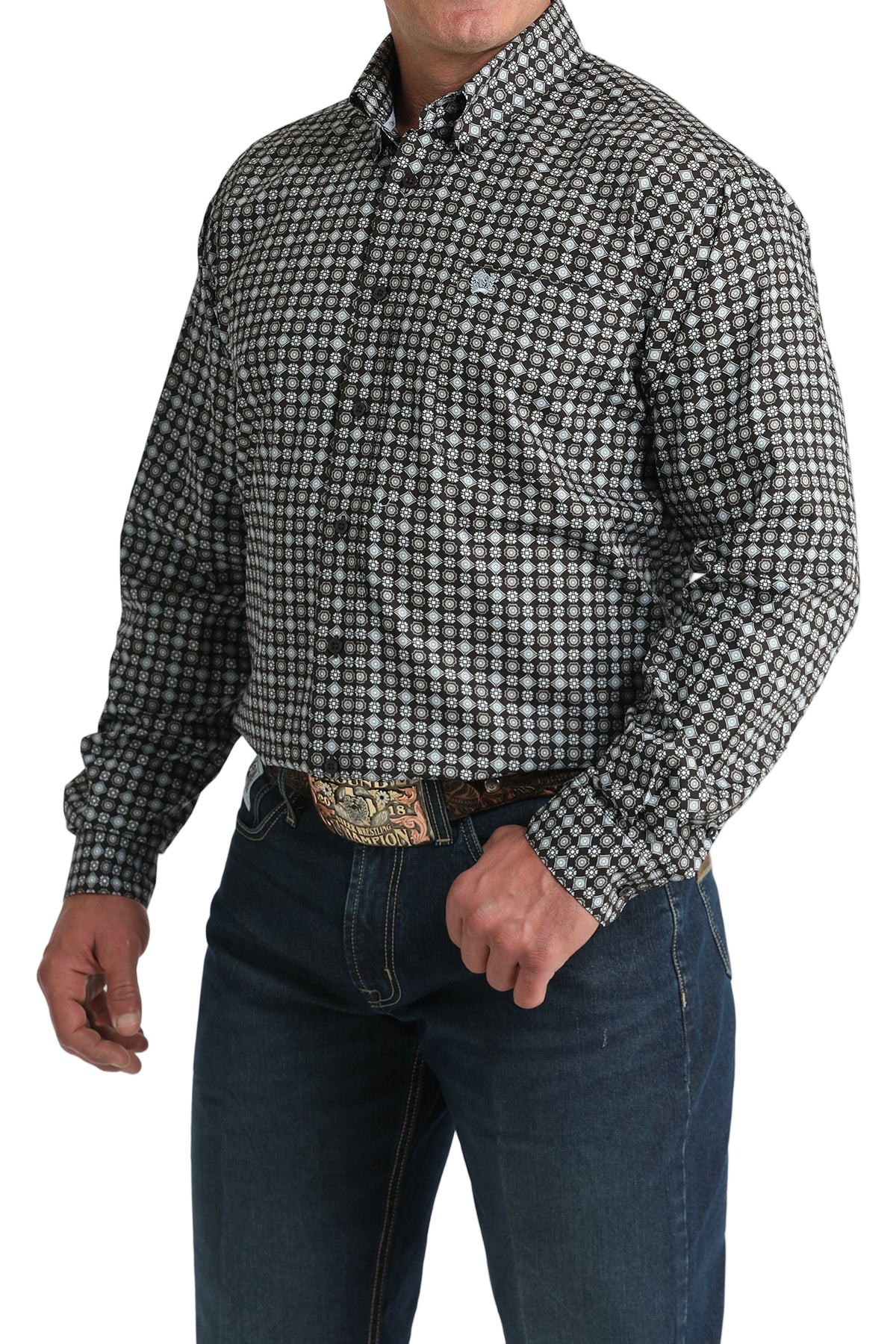 CINCH MEN'S PRINT SHIRT - BROWN**FINAL SALE**
