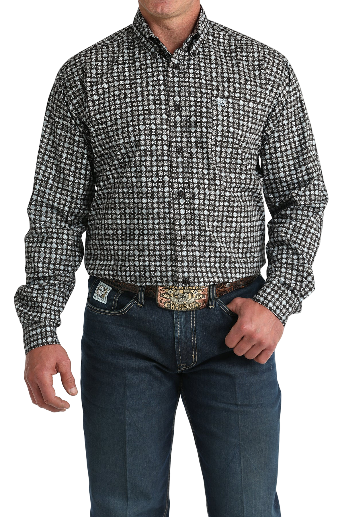 CINCH MEN'S PRINT SHIRT - BROWN**FINAL SALE**
