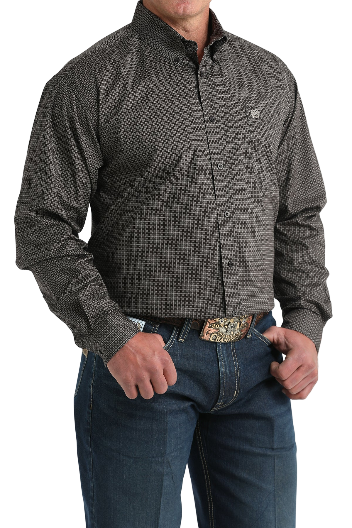 CINCH MEN'S PRINT SHIRT - BROWN**FINAL SALE**
