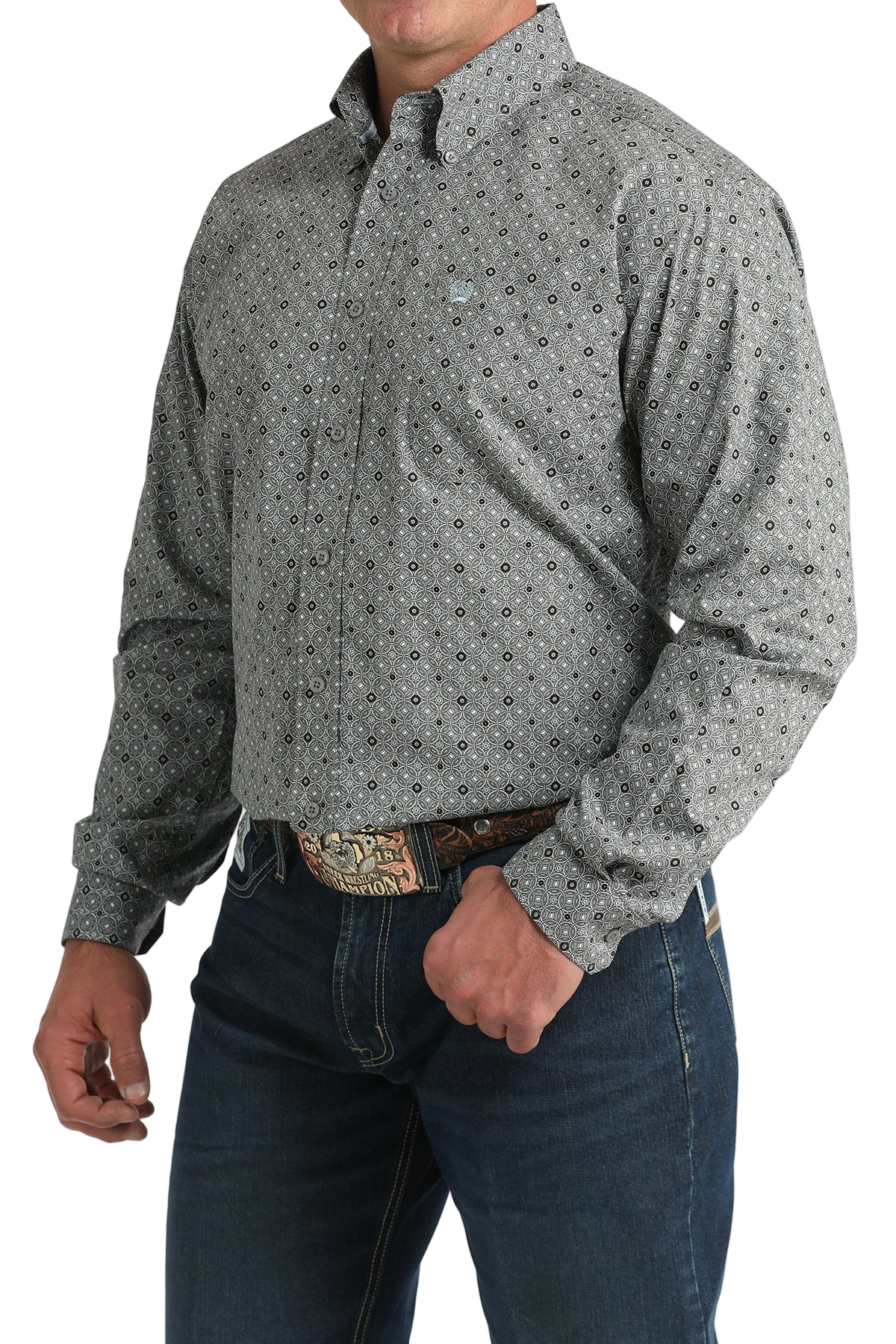 CINCH MEN'S PRINT SHIRT - GRAY**FINAL SALE**