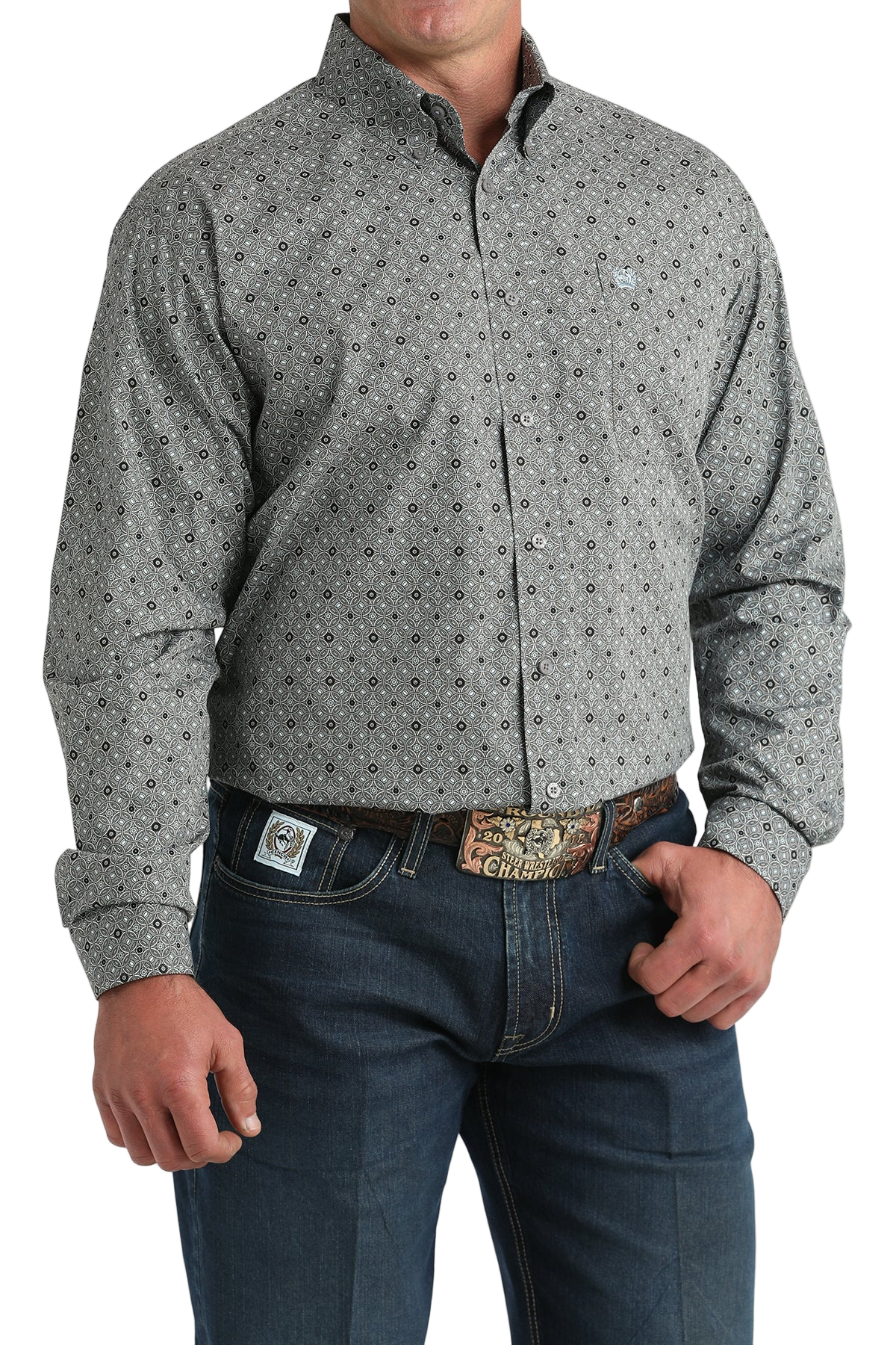CINCH MEN'S PRINT SHIRT - GRAY**FINAL SALE**