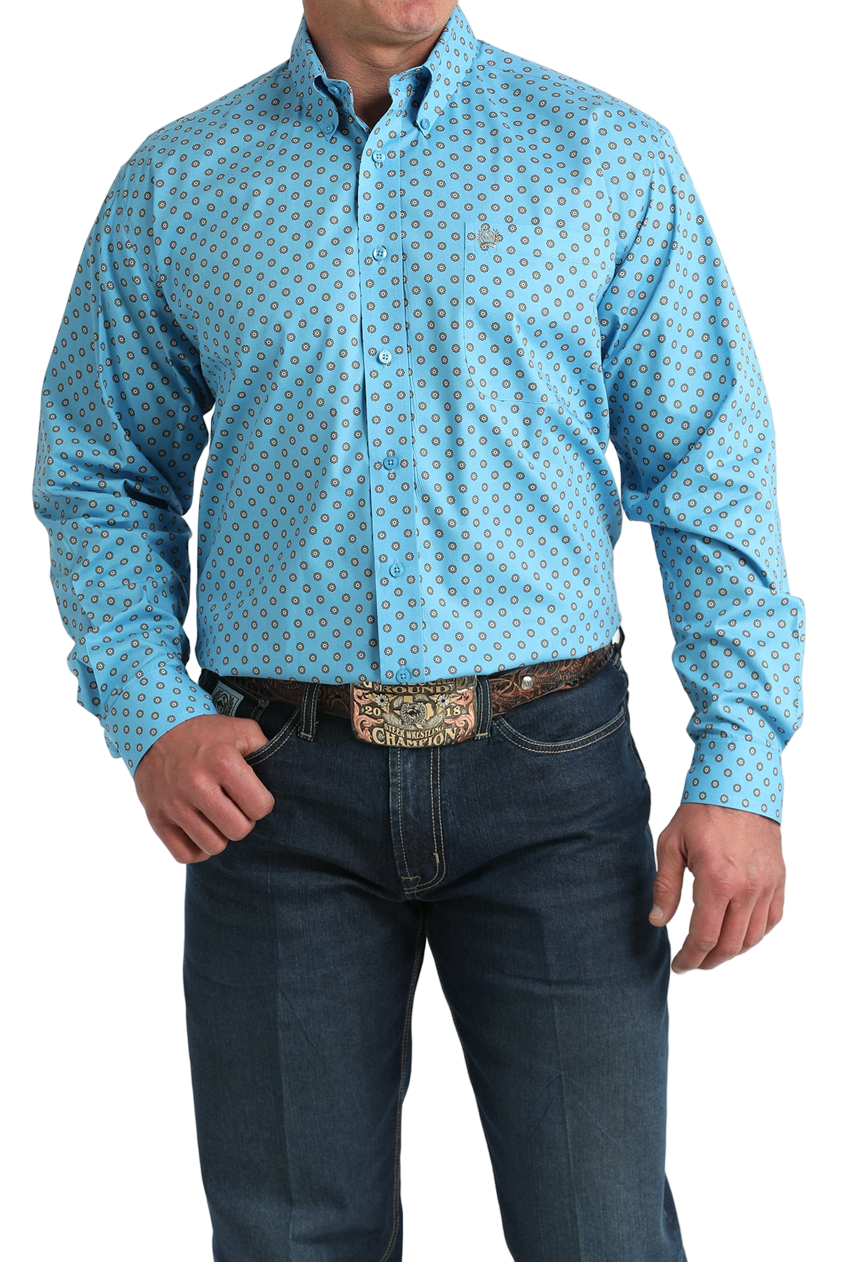 CINCH MEN'S PRINT SHIRT - BLUE**FINAL SALE**