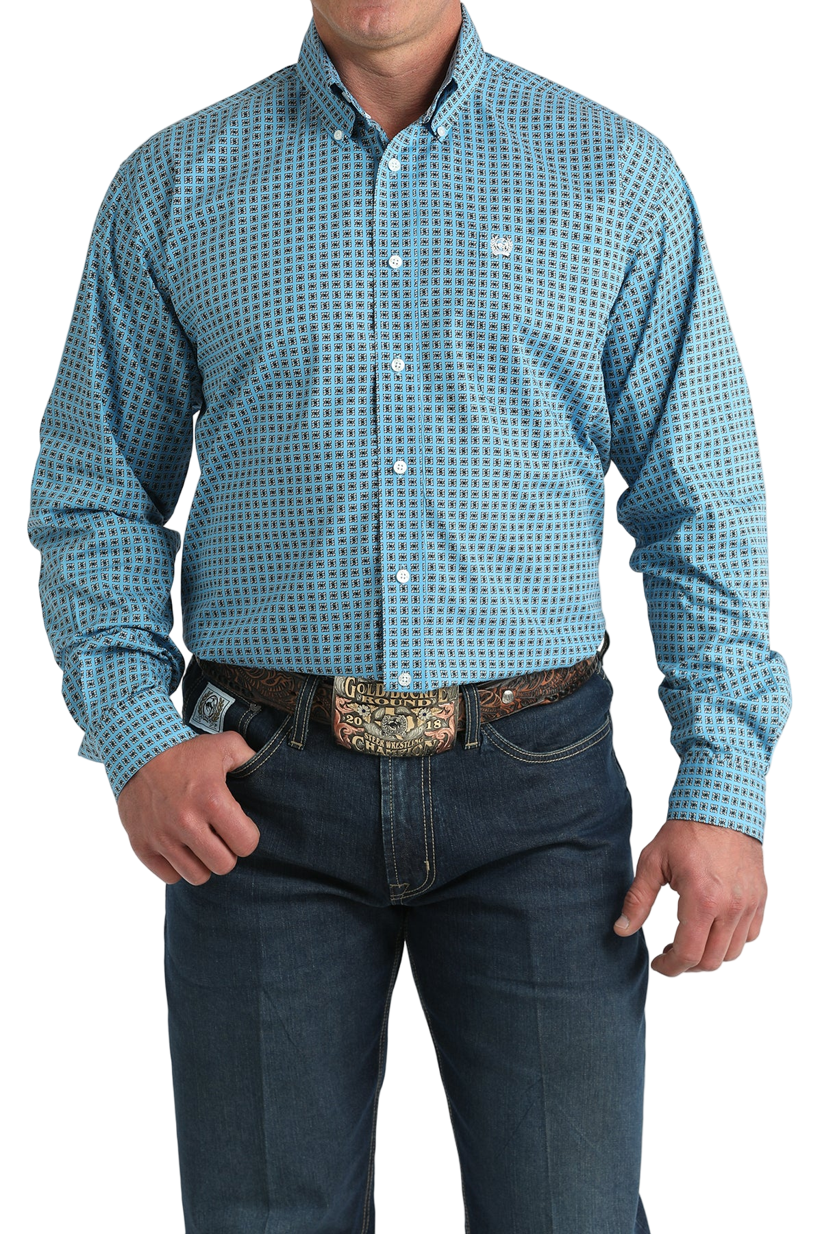CINCH MEN'S PRINT SHIRT - BLUE**FINAL SALE**