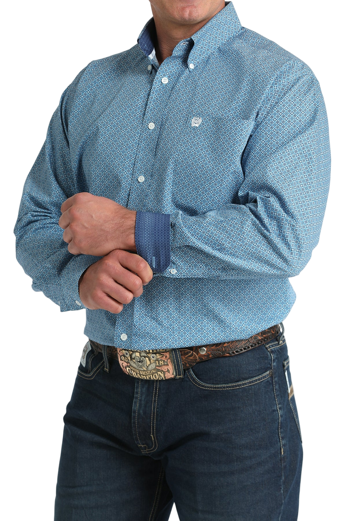 CINCH MEN'S PRINT SHIRT - BLUE**FINAL SALE**