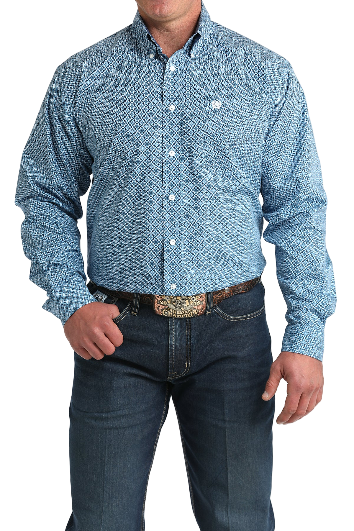 CINCH MEN'S PRINT SHIRT - BLUE**FINAL SALE**
