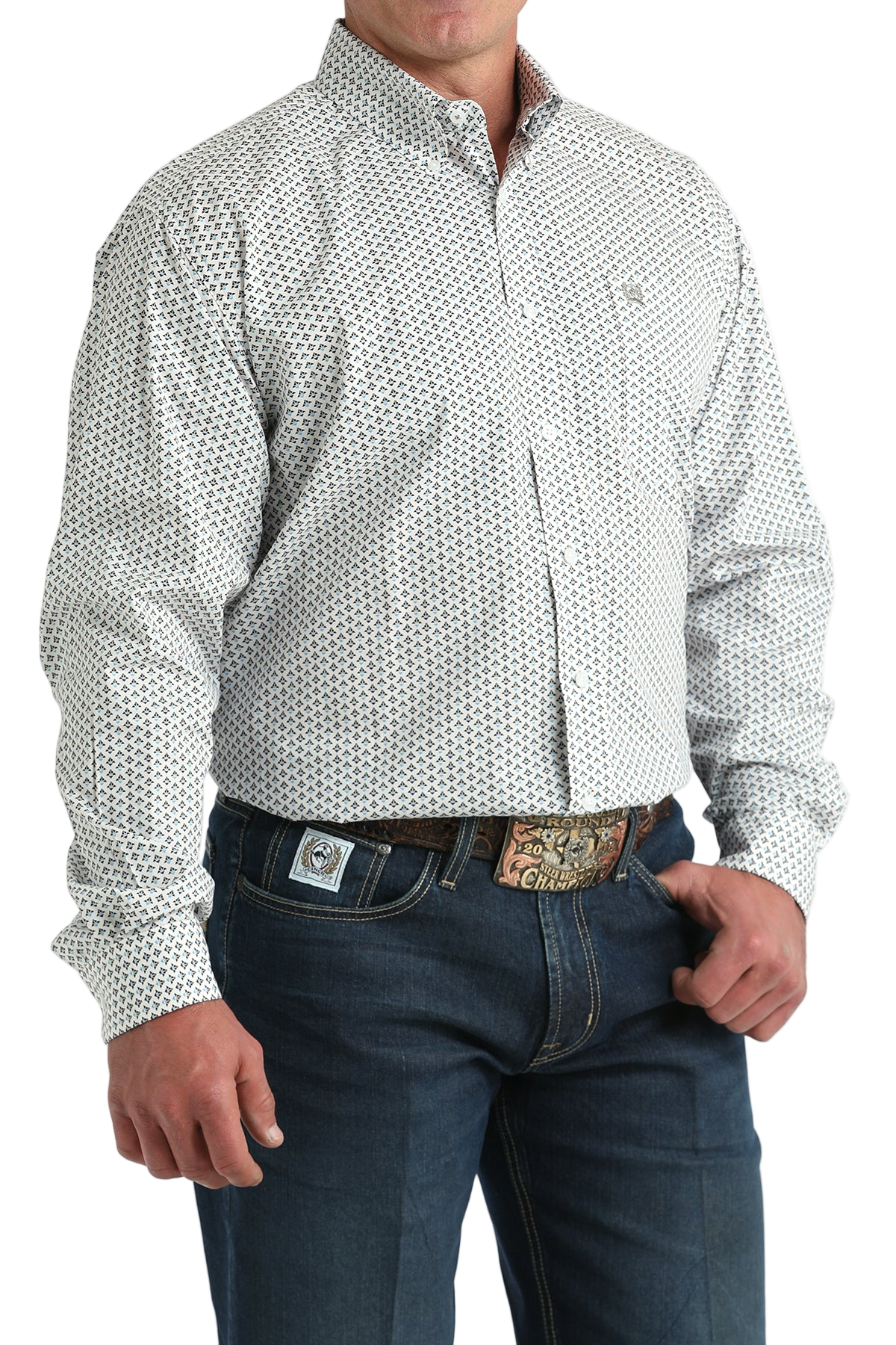 CINCH MEN'S PRINT SHIRT - WHITE**FINAL SALE**