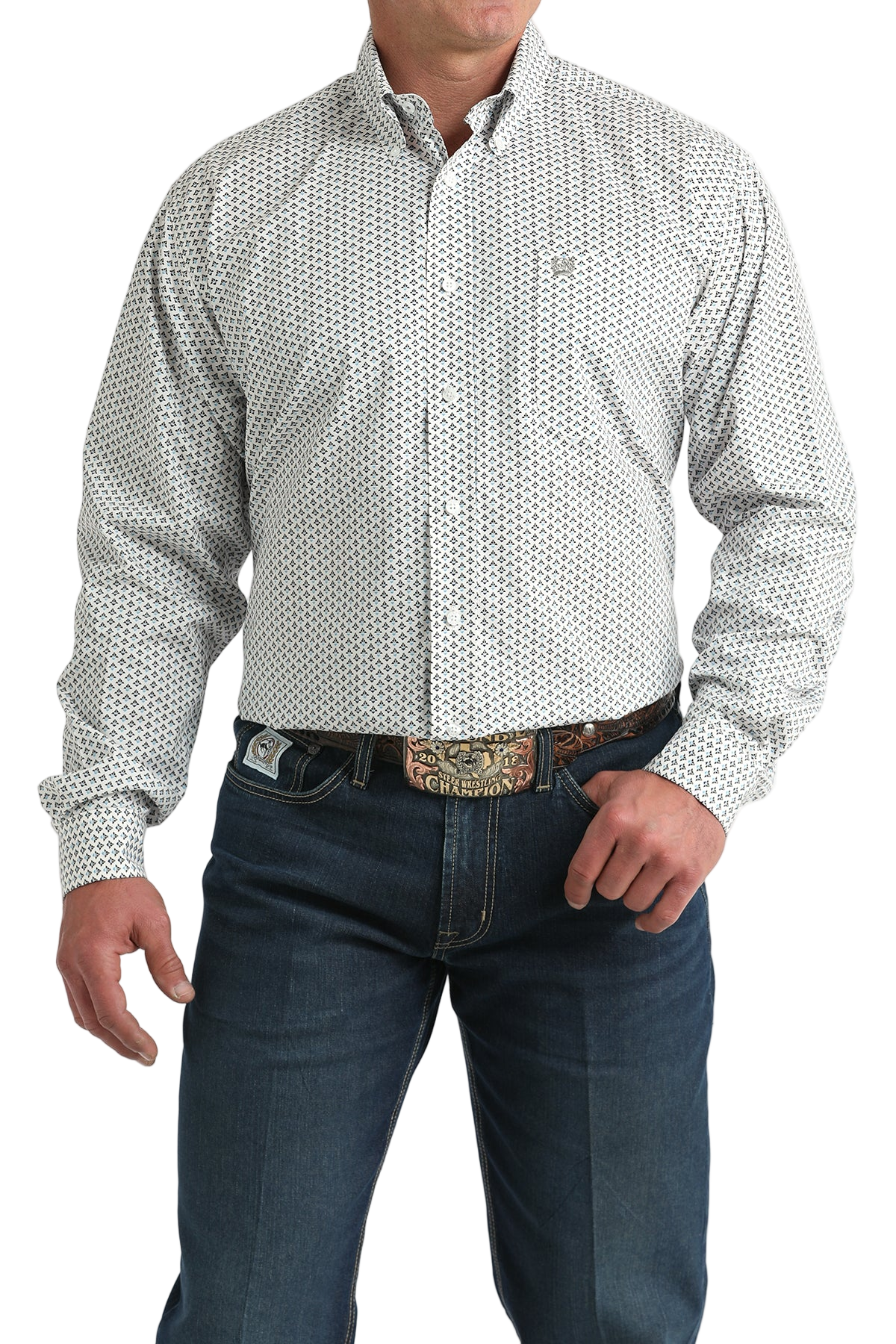 CINCH MEN'S PRINT SHIRT - WHITE**FINAL SALE**