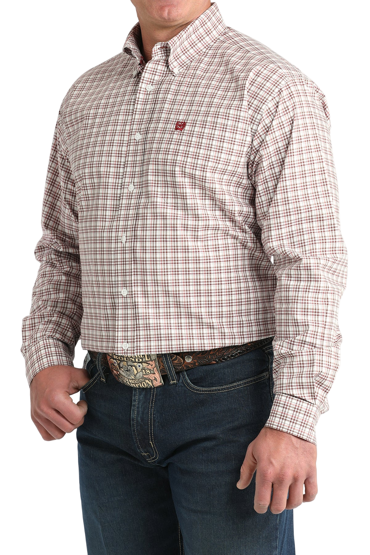 CINCH MEN'S PLAID SHIRT - WHITE**FINAL SALE**