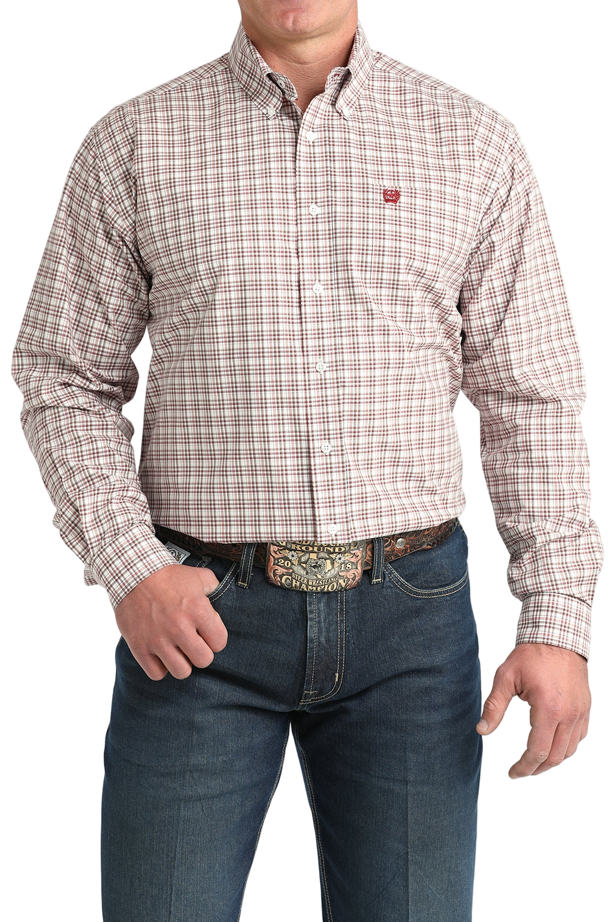 CINCH MEN'S PLAID SHIRT - WHITE**FINAL SALE**