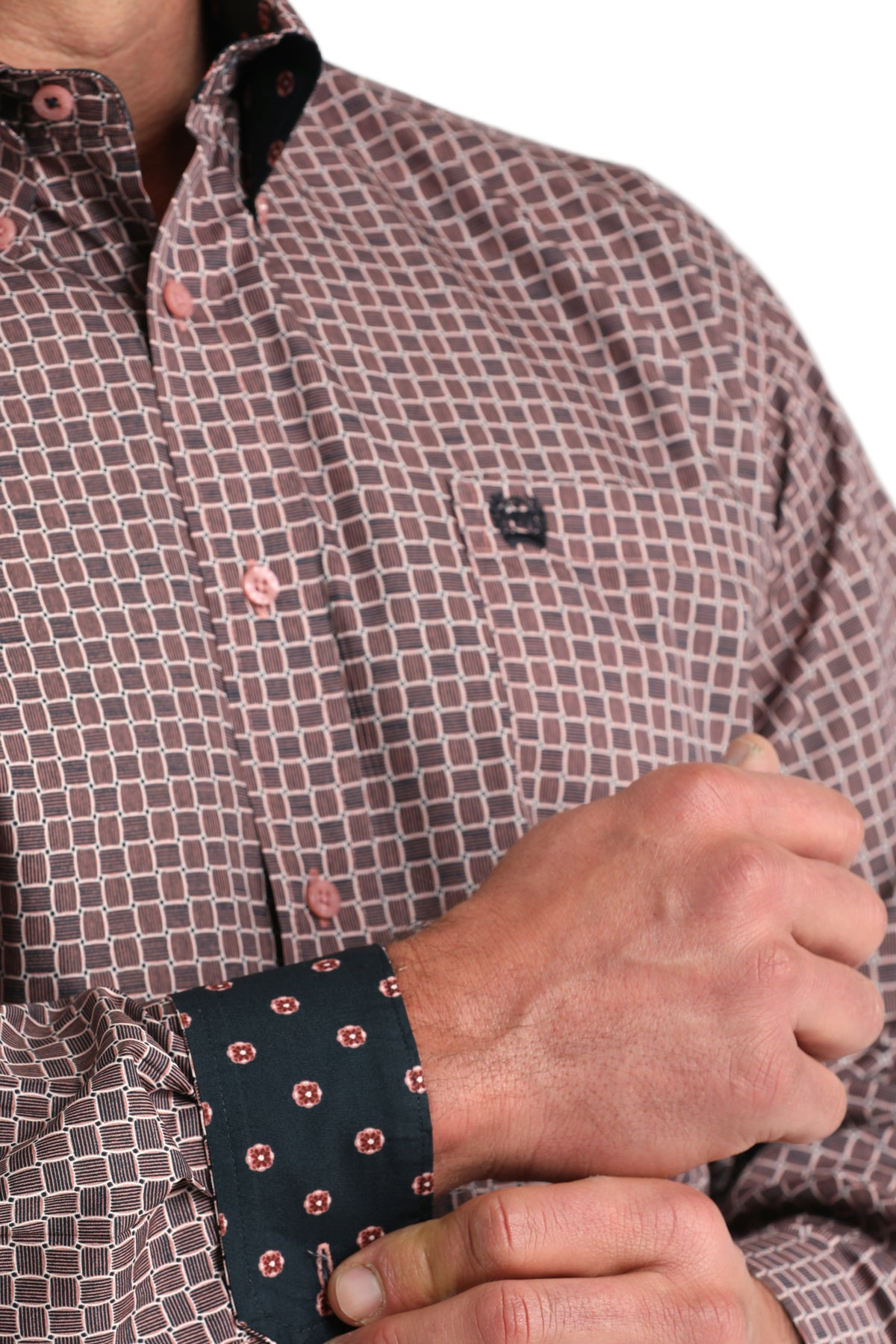 CINCH MEN'S PRINT SHIRT - PINK**FINAL SALE**