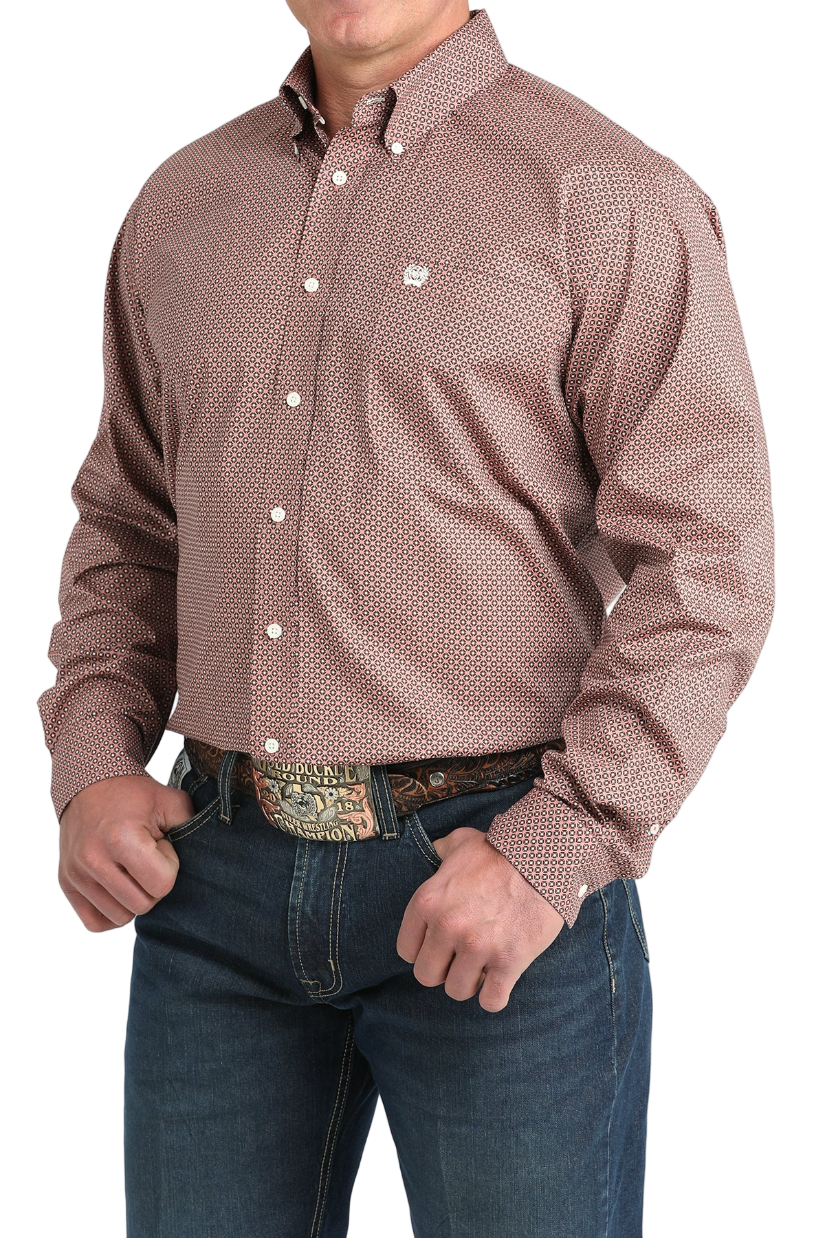 CINCH MEN'S PRINT SHIRT - PINK**FINAL SALE**