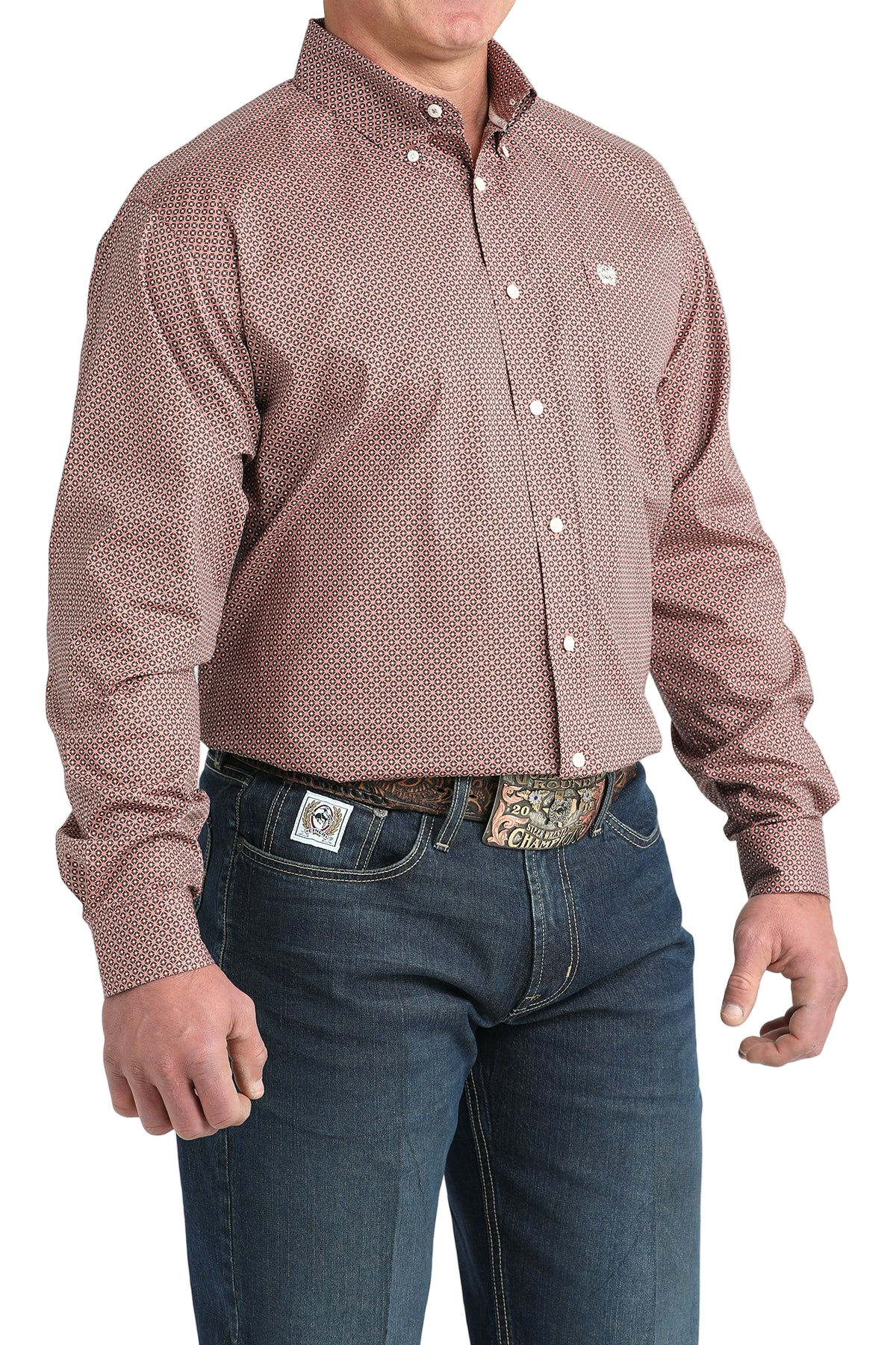CINCH MEN'S PRINT SHIRT - PINK**FINAL SALE**