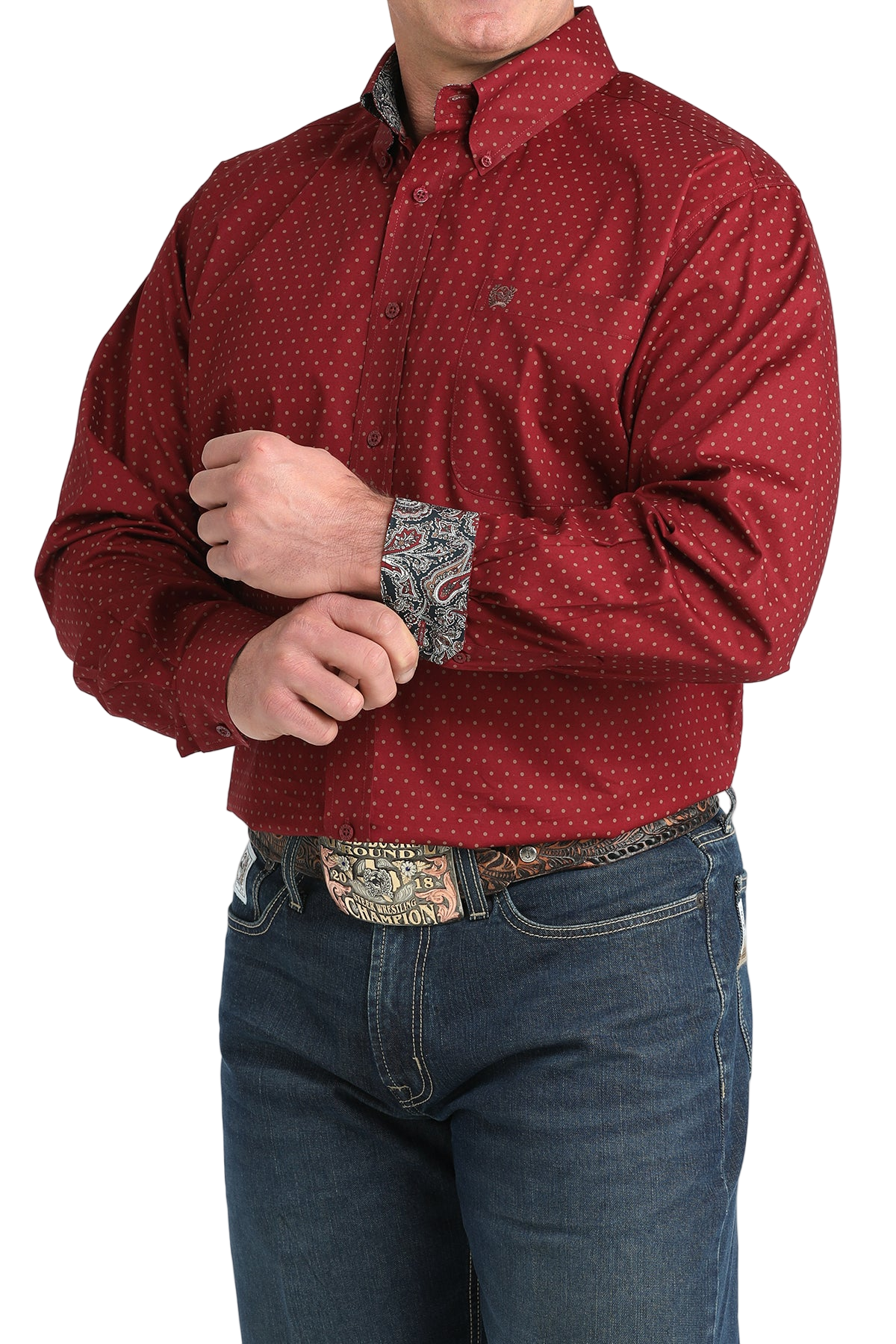 CINCH MEN'S PRINT SHIRT - BURGUNDY**FINAL SALE**