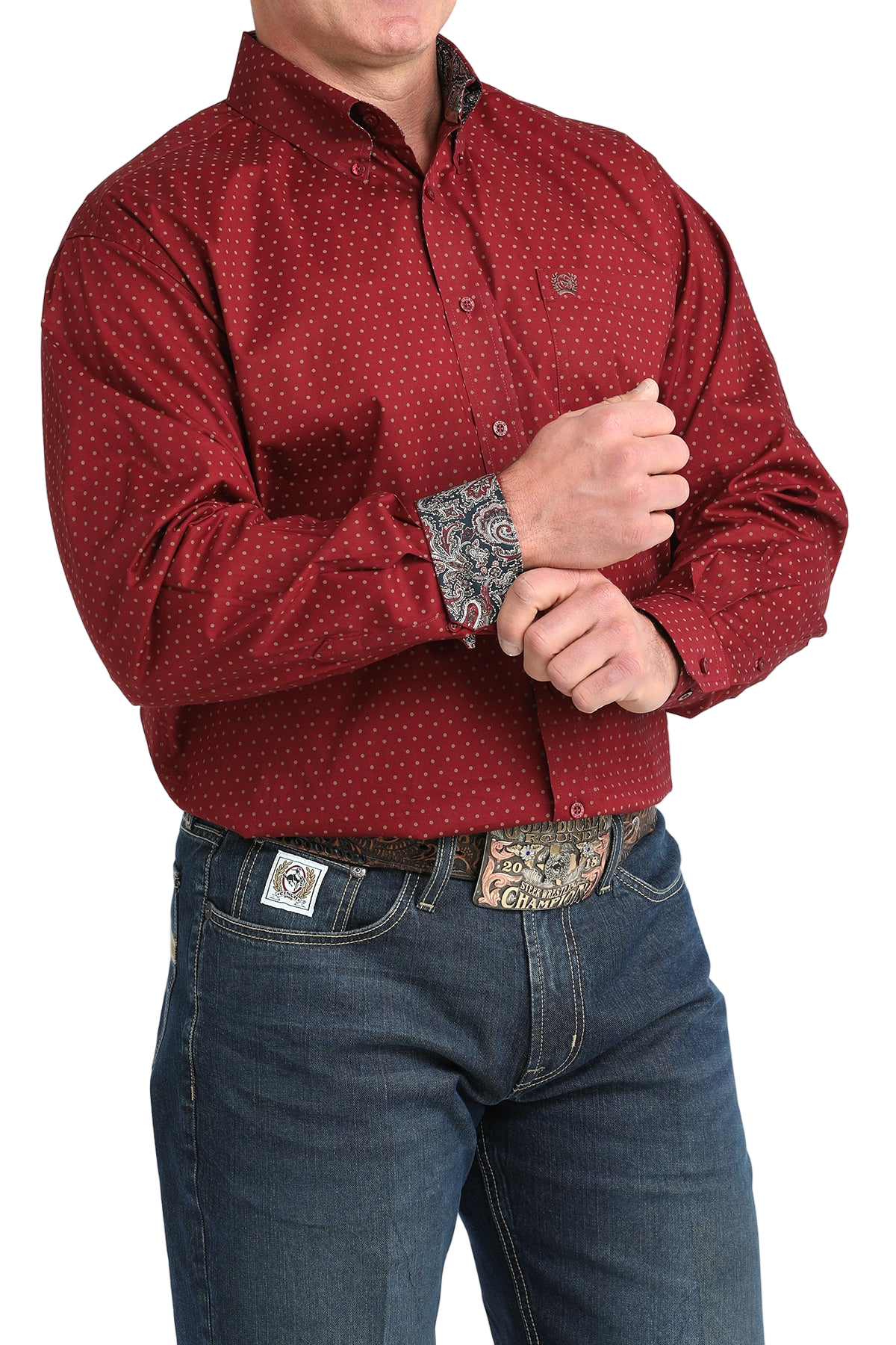 CINCH MEN'S PRINT SHIRT - BURGUNDY**FINAL SALE**
