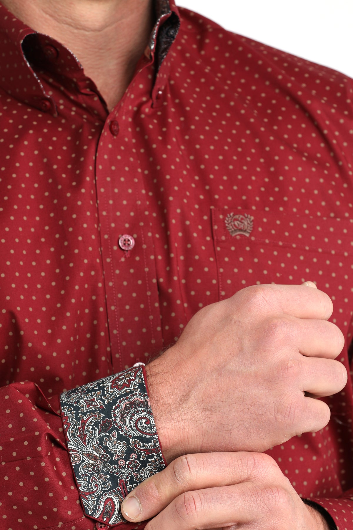 CINCH MEN'S PRINT SHIRT - BURGUNDY**FINAL SALE**