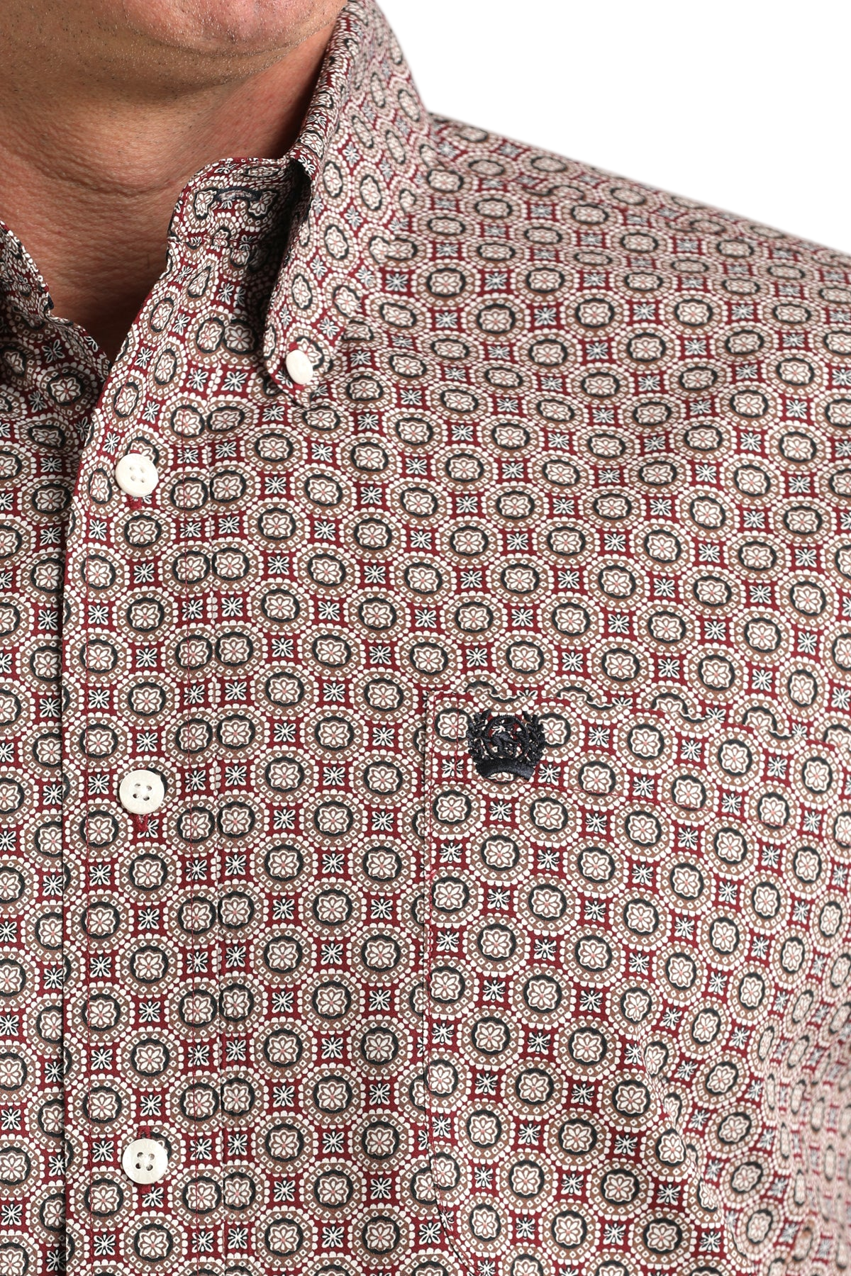 CINCH MEN'S PRINT SHIRT - BURGUNDY**FINAL SALE**