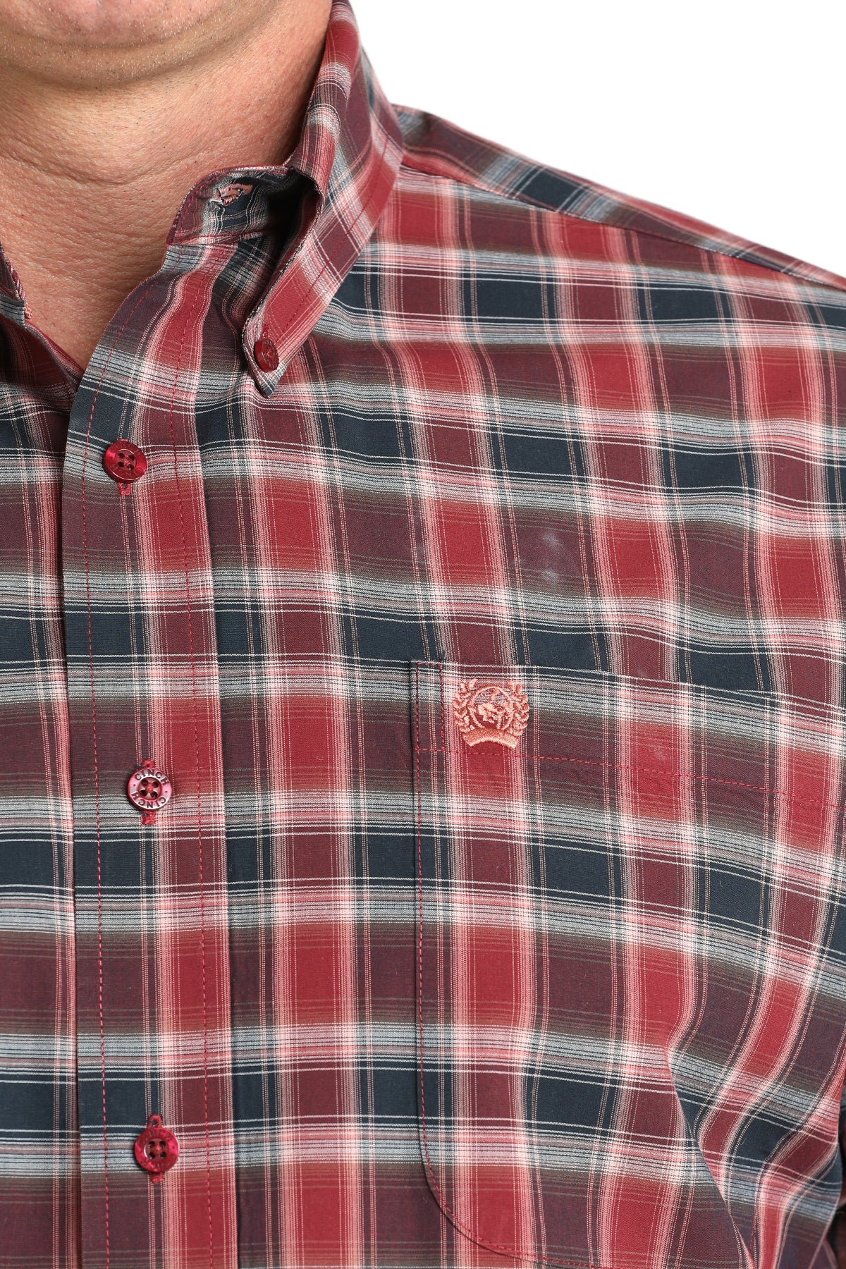 CINCH MEN'S PLAID SHIRT - BURGUNDY**FINAL SALE**