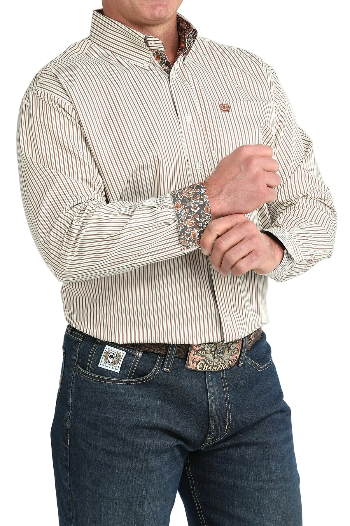 CINCH MEN'S STRIPE SHIRT - WHITE