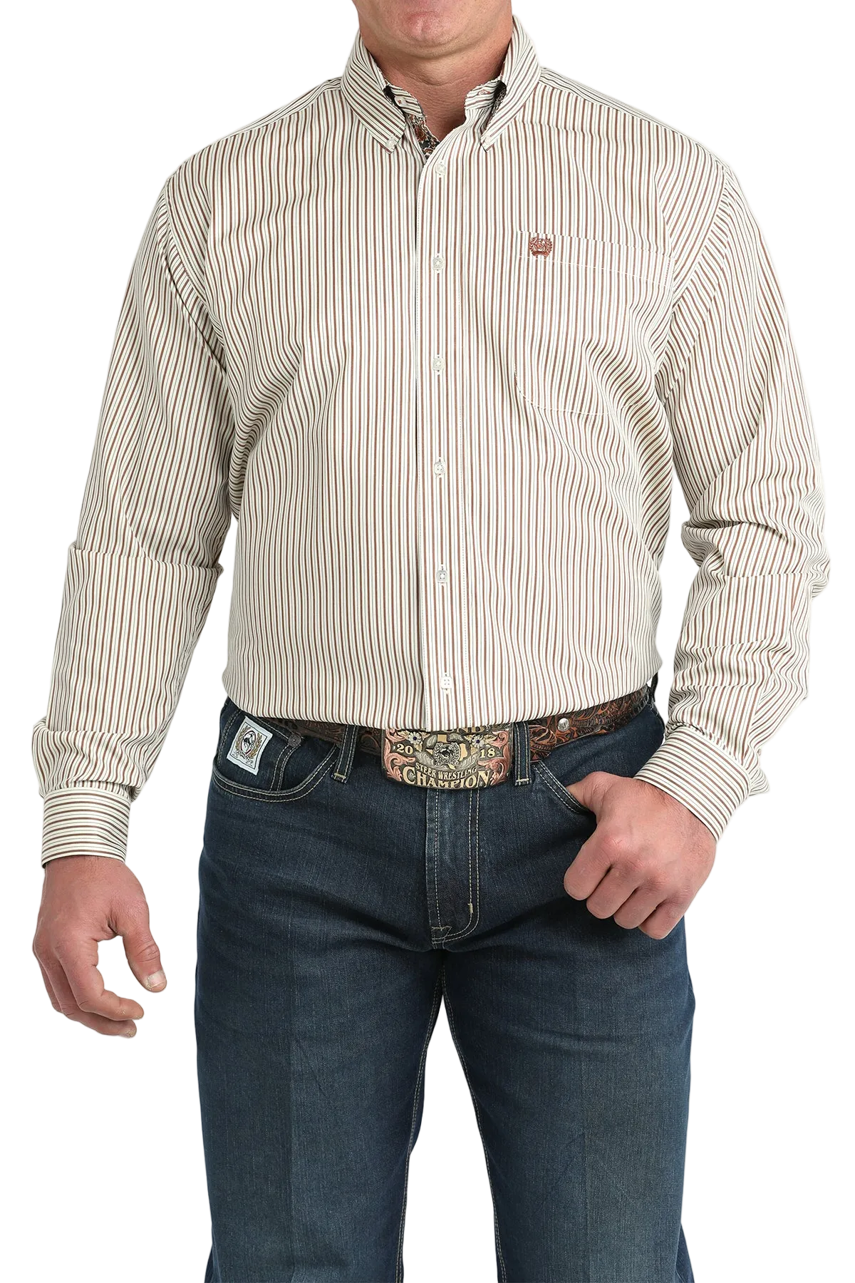 CINCH MEN'S STRIPE SHIRT - WHITE