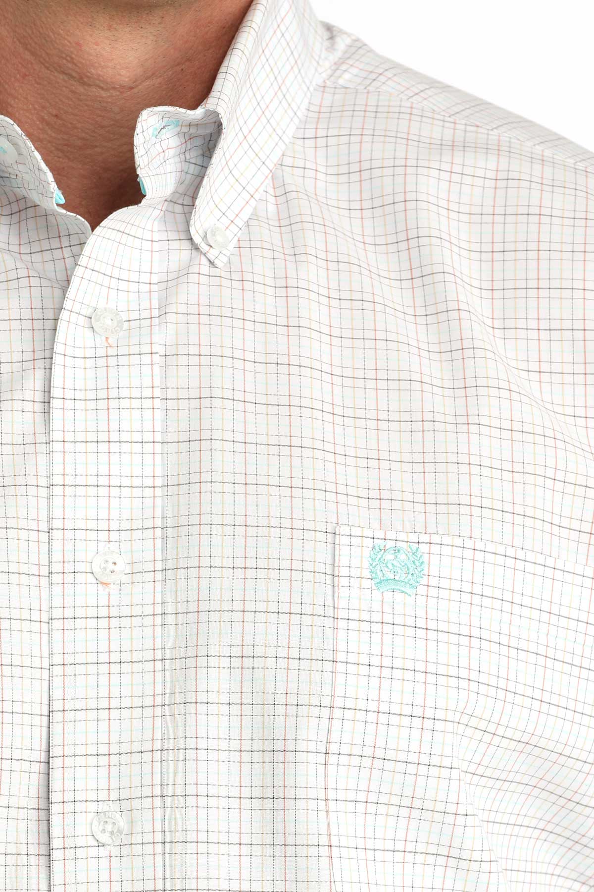 CINCH MENS LONG SLEEVE PLAID SHIRT - WHITE
