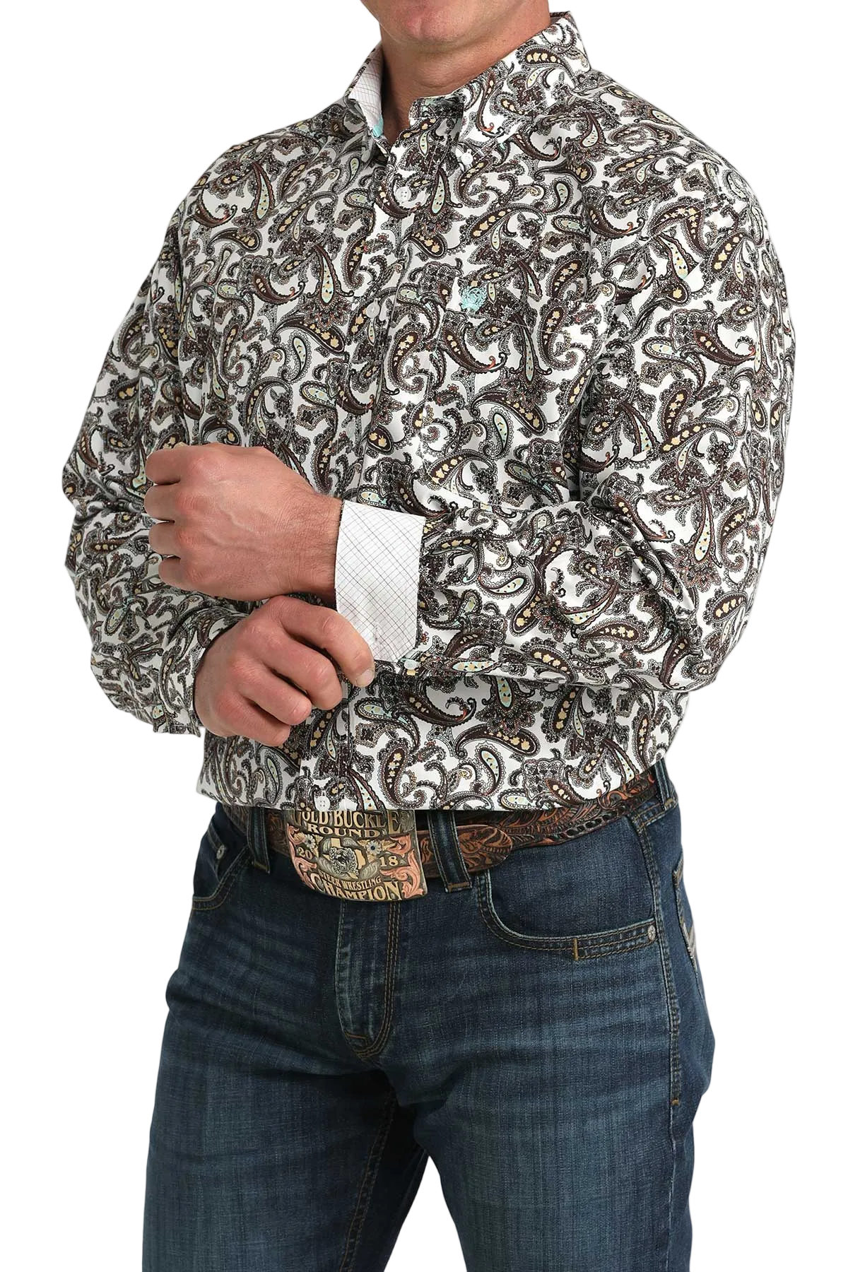 CINCH MENS LONG SLEEVE PRINT SHIRT - WHITE