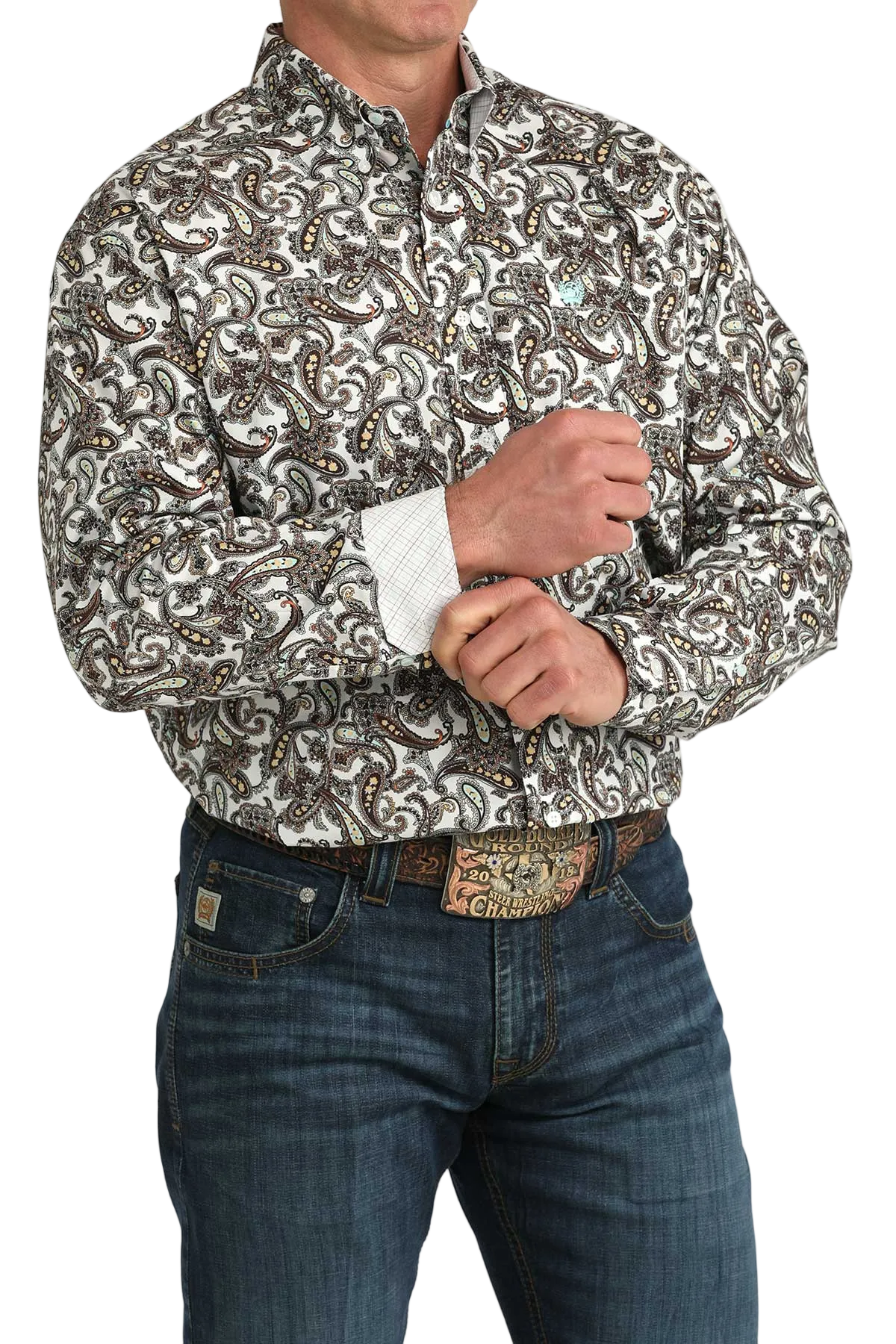 CINCH MENS LONG SLEEVE PRINT SHIRT - WHITE