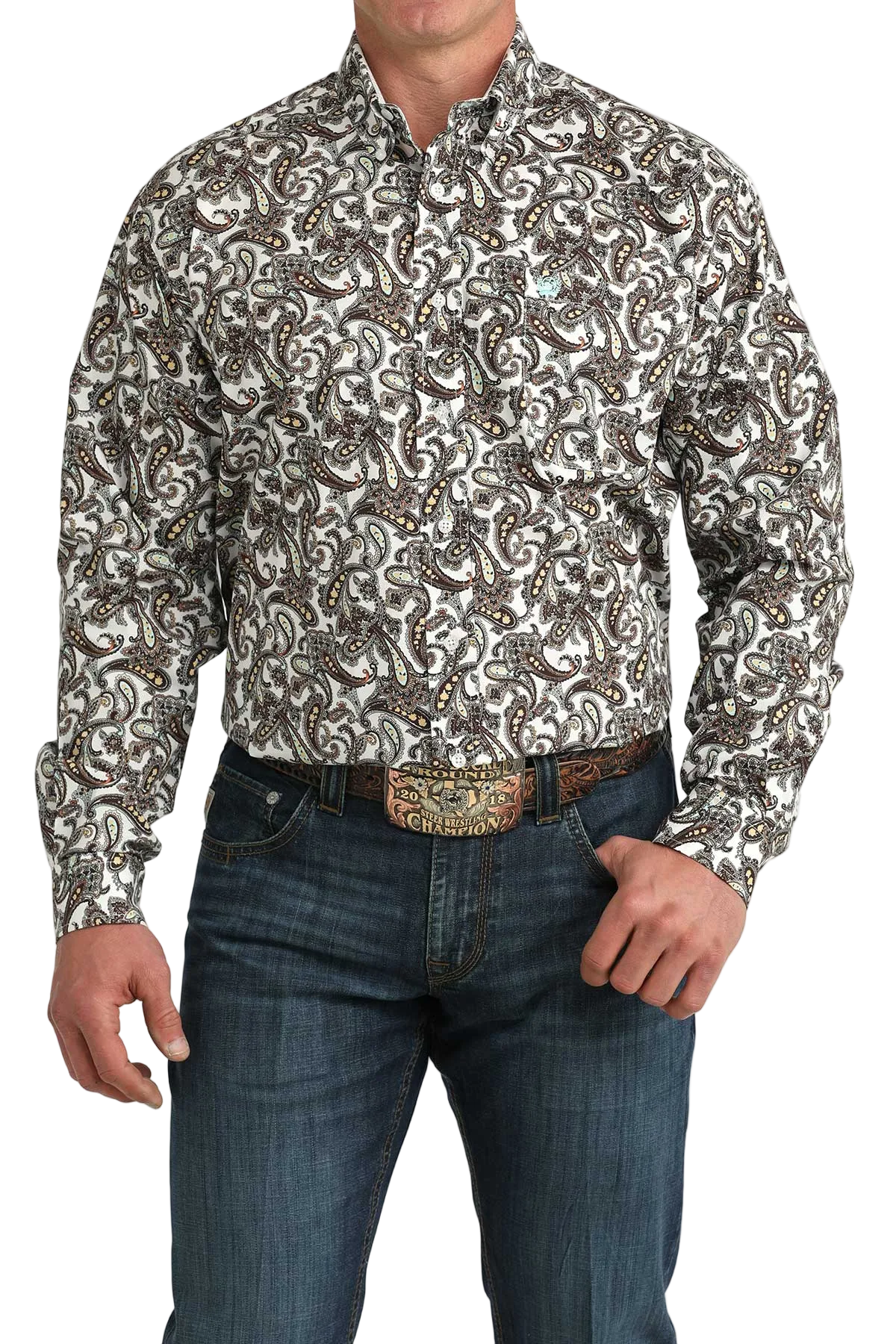 CINCH MENS LONG SLEEVE PRINT SHIRT - WHITE