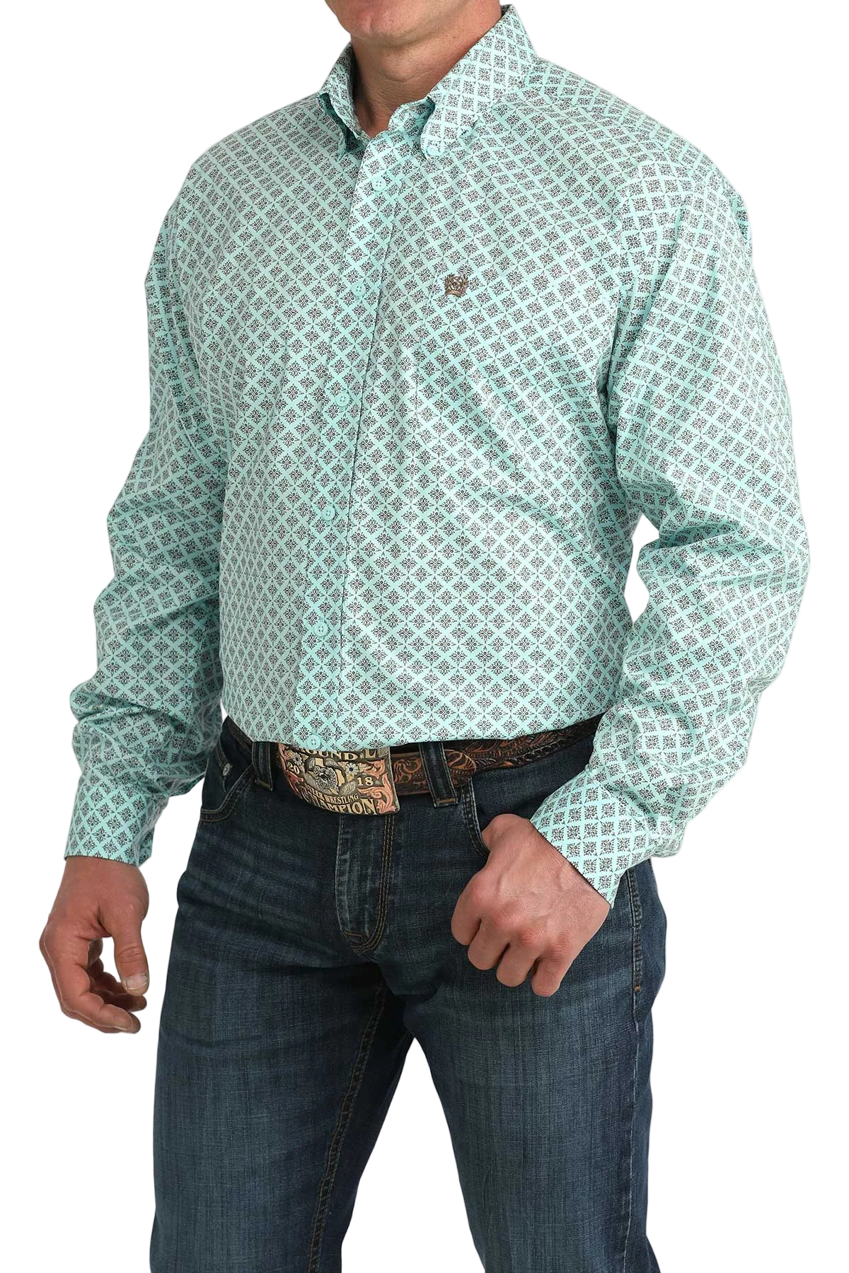 CINCH MENS LONG SLEEVE PRINT SHIRT - BLUE