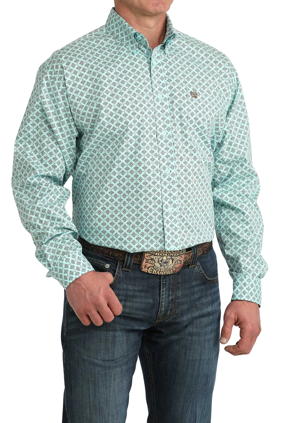 CINCH MENS LONG SLEEVE PRINT SHIRT - BLUE