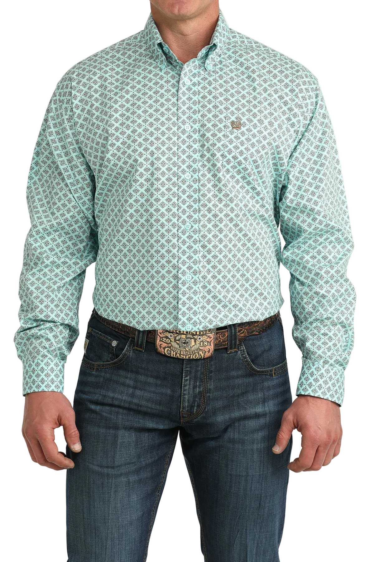 CINCH MENS LONG SLEEVE PRINT SHIRT - BLUE