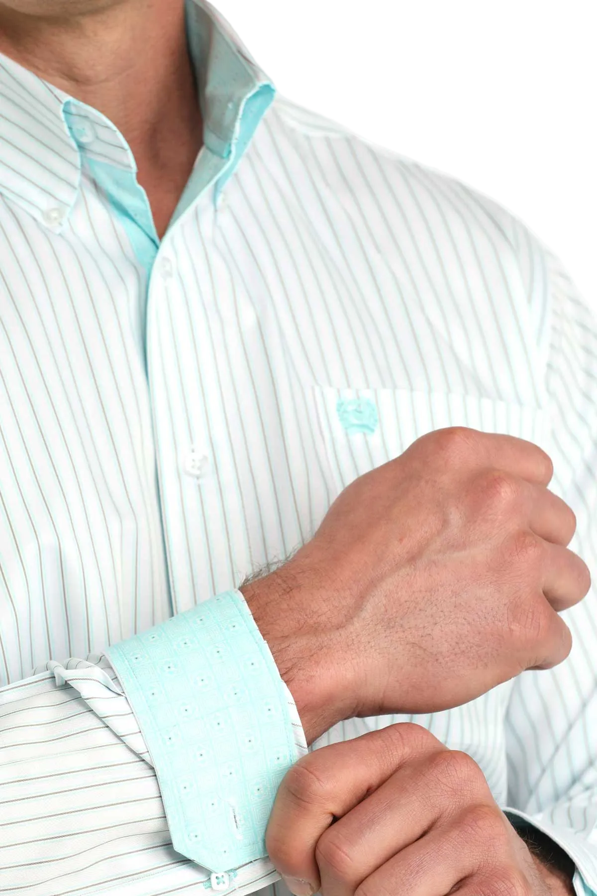 CINCH MENS LONG SLEEVE STRIPE SHIRT - WHITE