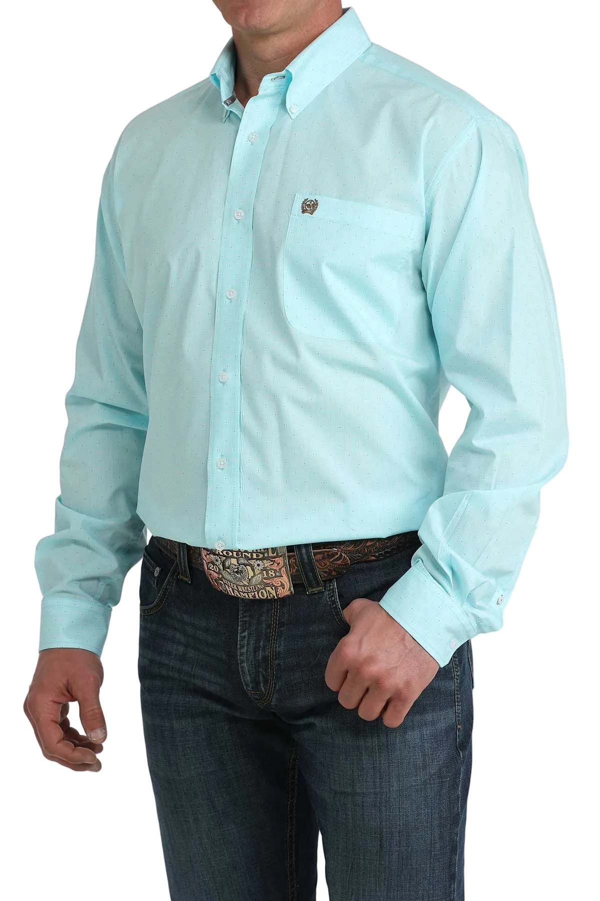 CINCH MENS LONG SLEEVE PRINT SHIRT - BLUE