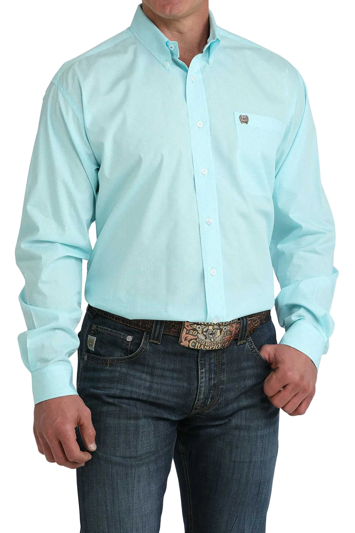 CINCH MENS LONG SLEEVE PRINT SHIRT - BLUE