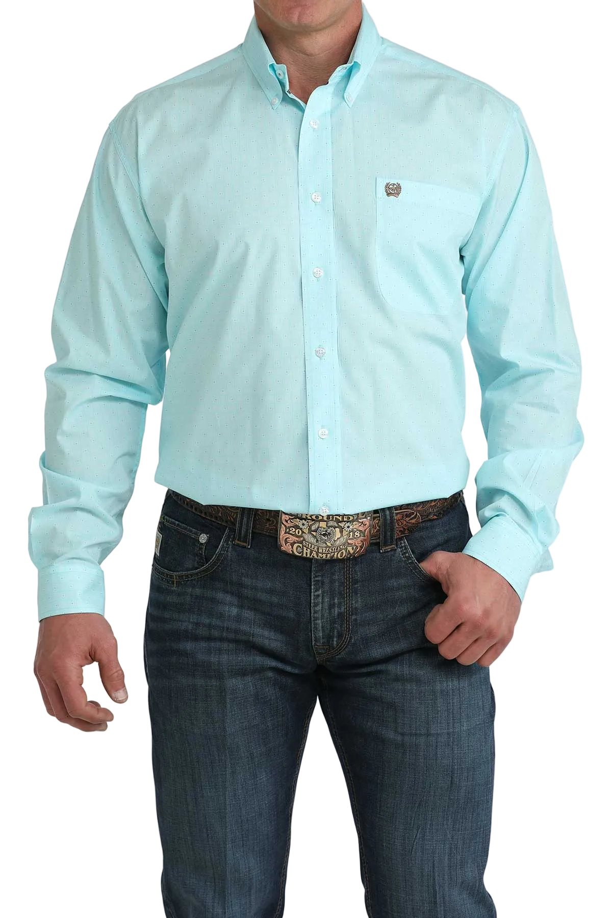 CINCH MENS LONG SLEEVE PRINT SHIRT - BLUE