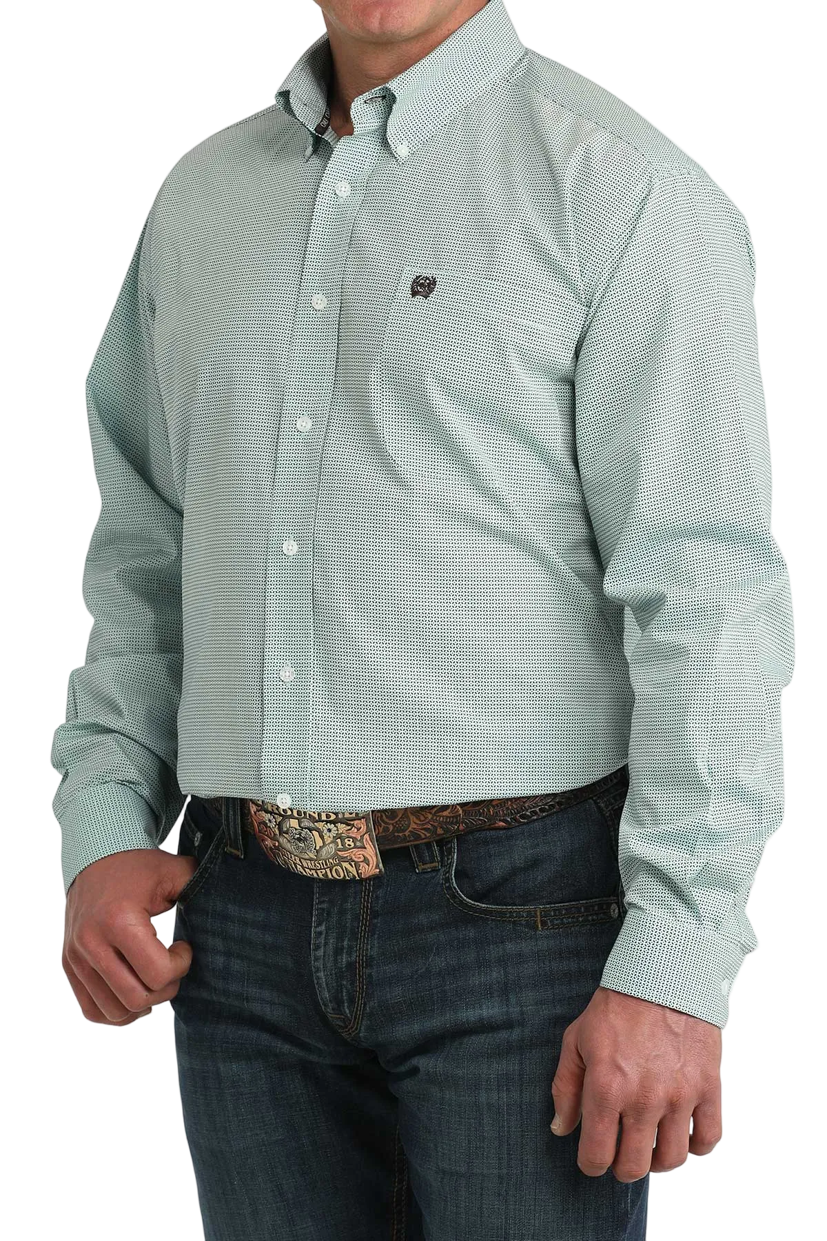 CINCH MENS LONG SLEEVE PRINT SHIRT - BLUE