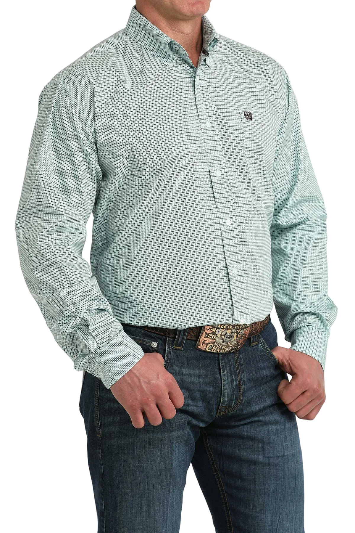 CINCH MENS LONG SLEEVE PRINT SHIRT - BLUE