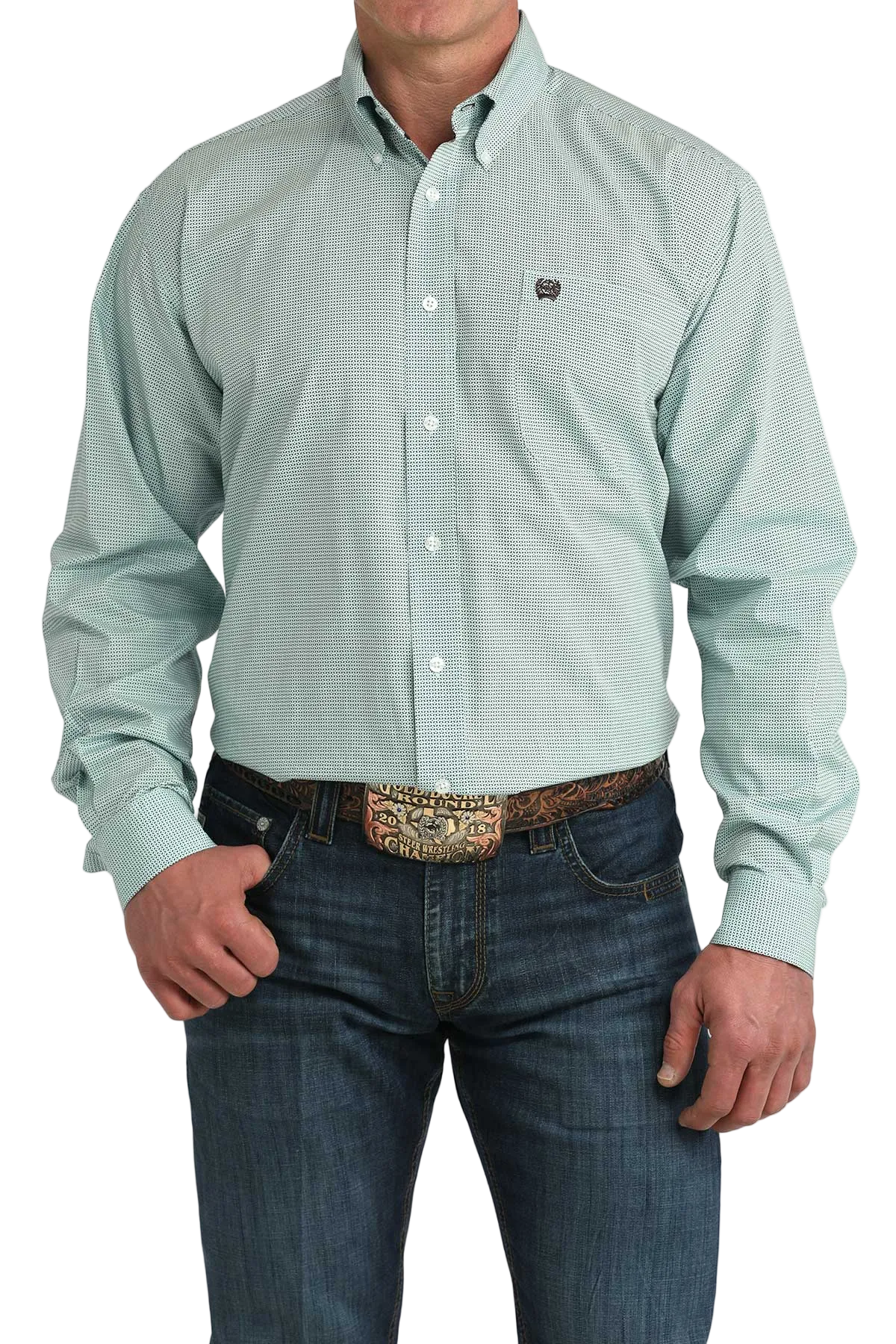 CINCH MENS LONG SLEEVE PRINT SHIRT - BLUE
