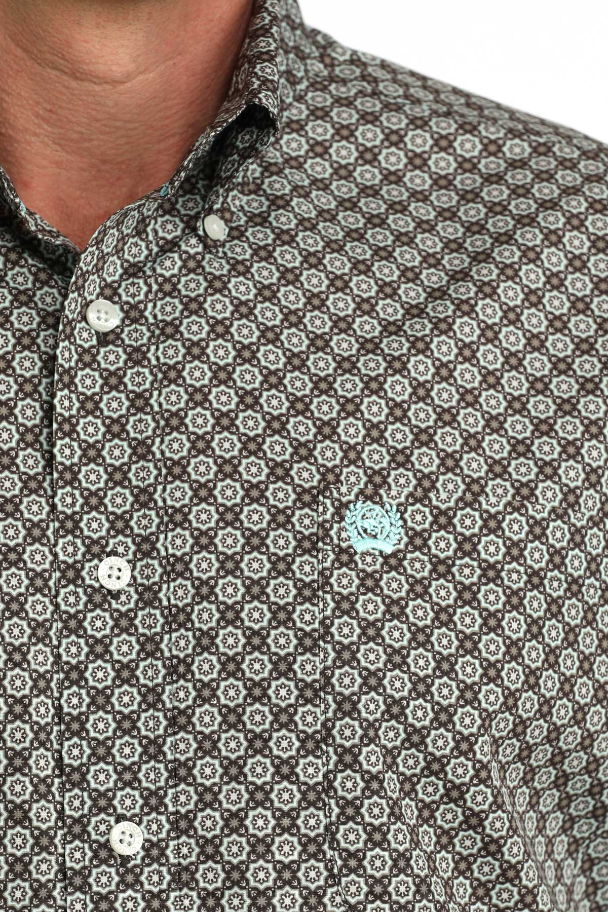 CINCH MENS LONG SLEEVE PRINT SHIRT - BROWN