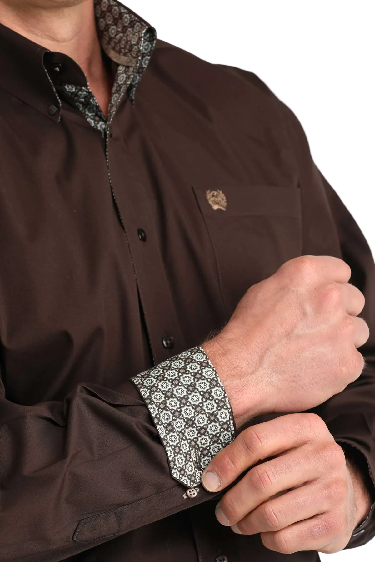 CINCH MENS LONG SLEEVE SOLID SHIRT - BROWN