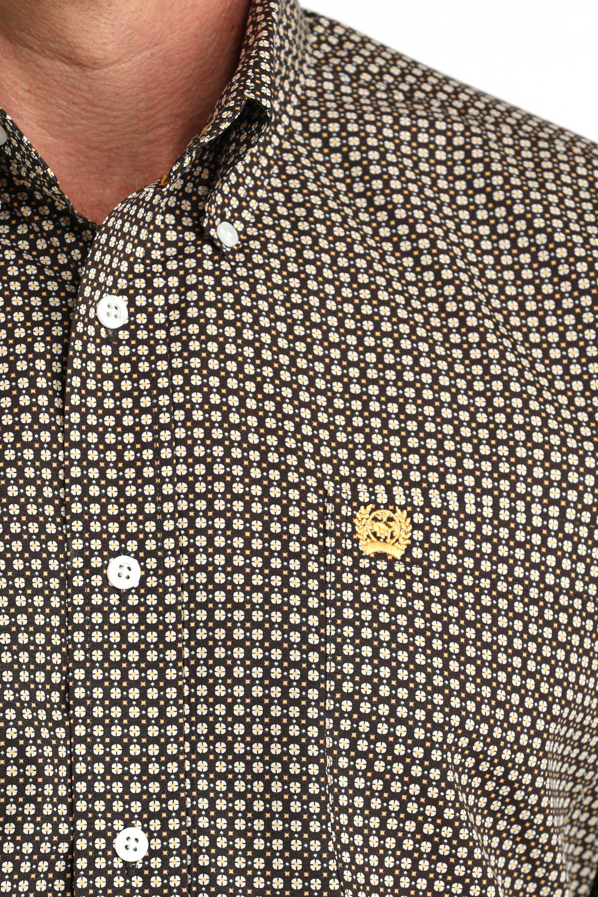 CINCH MENS LONG SLEEVE PRINT SHIRT - BROWN