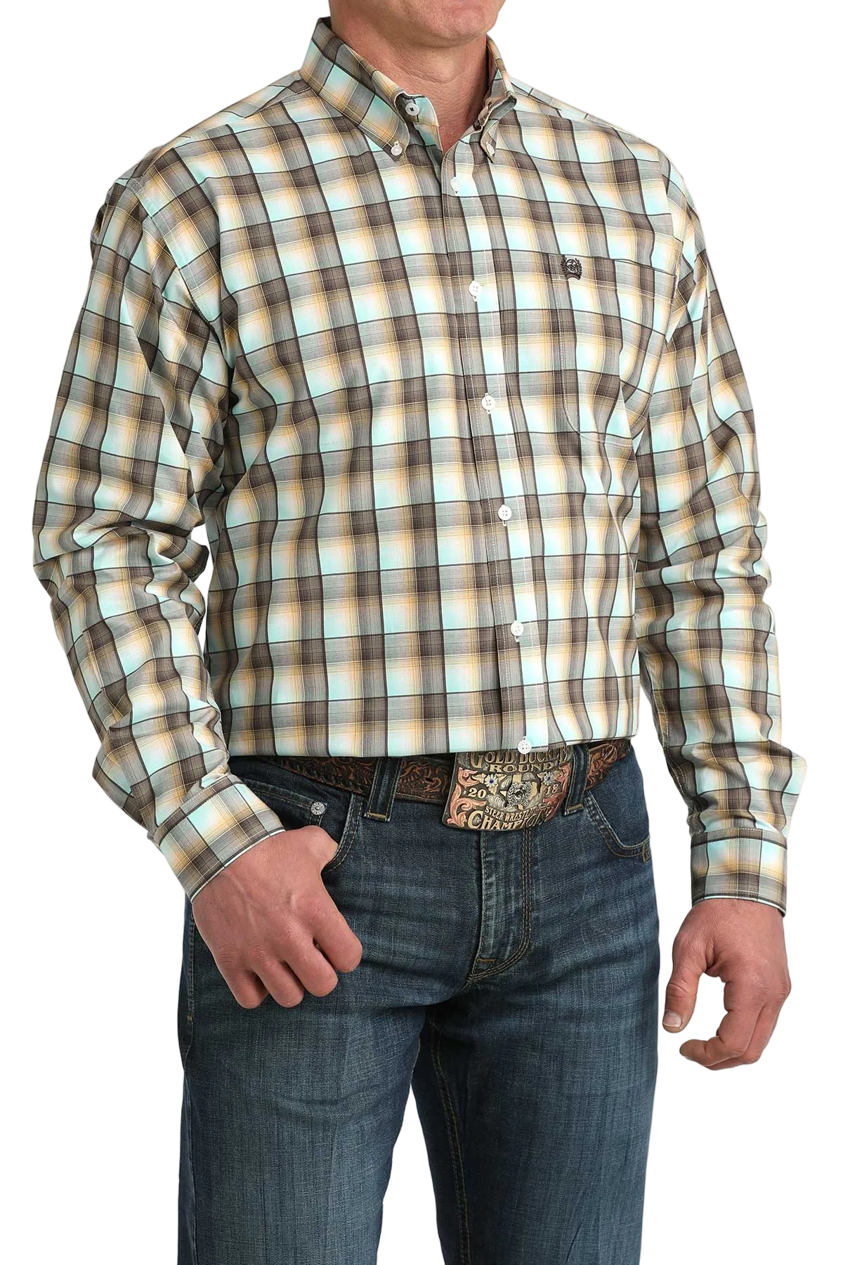 CINCH MENS LONG SLEEVE PLAID SHIRT - MULTI