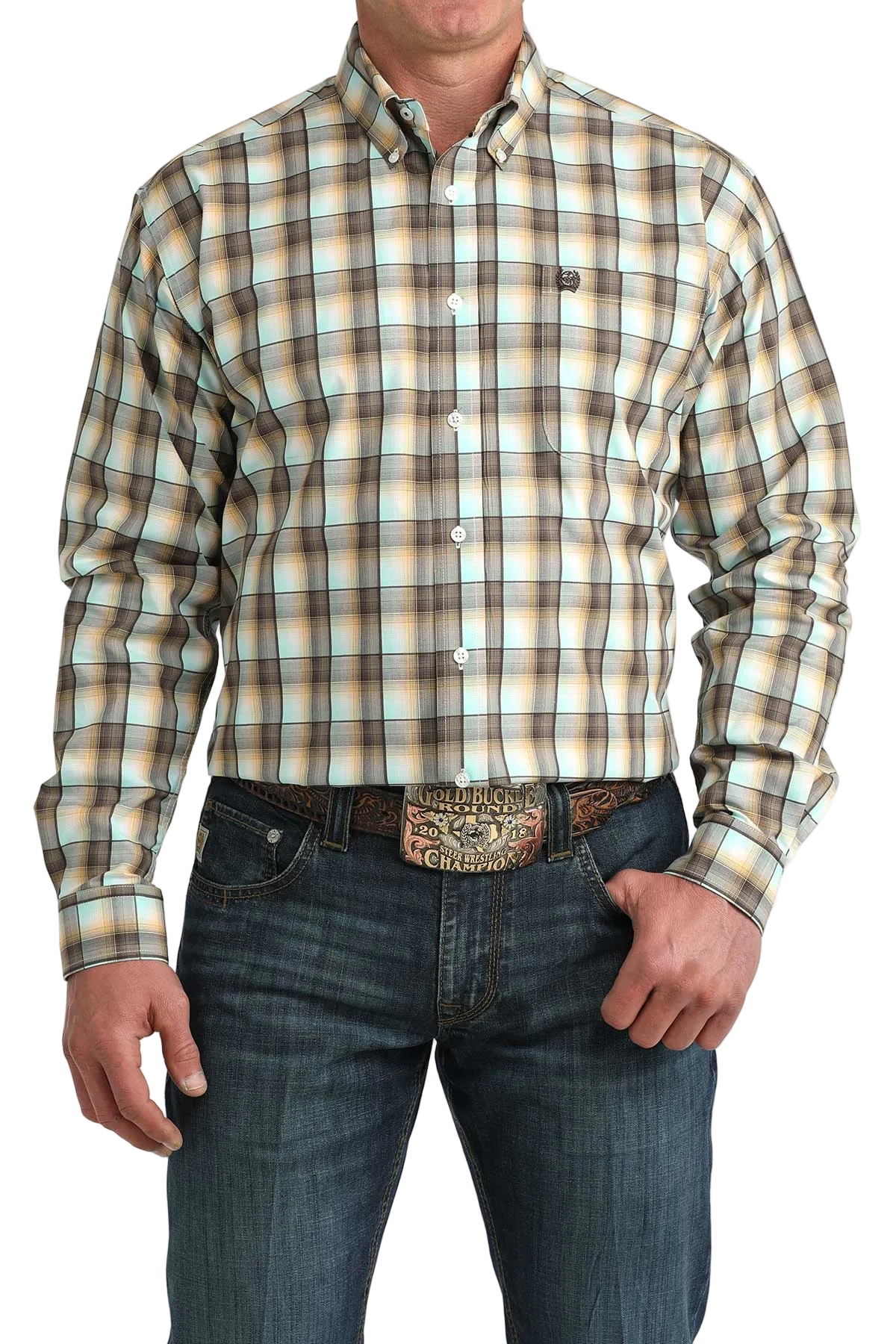CINCH MENS LONG SLEEVE PLAID SHIRT - MULTI