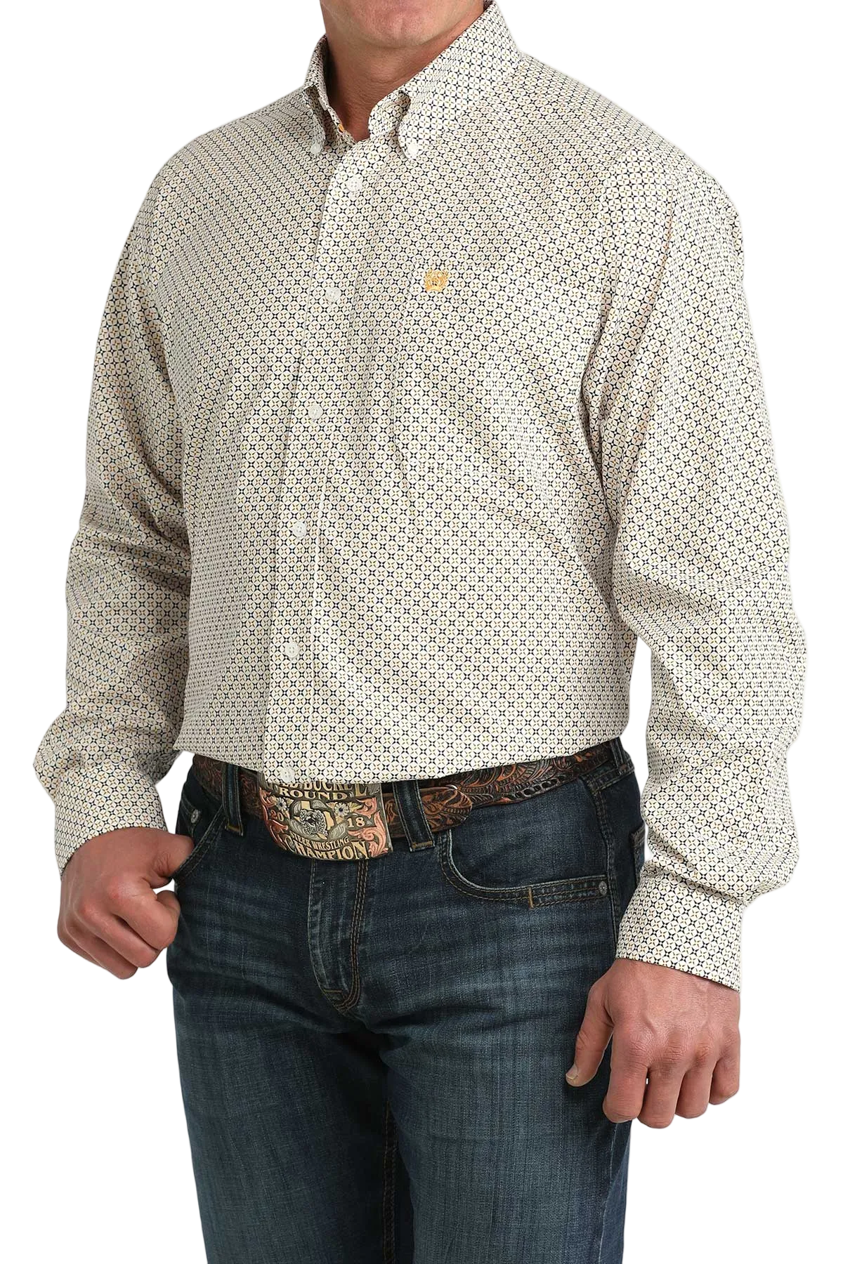 CINCH MENS LONG SLEEVE PRINT SHIRT - WHITE