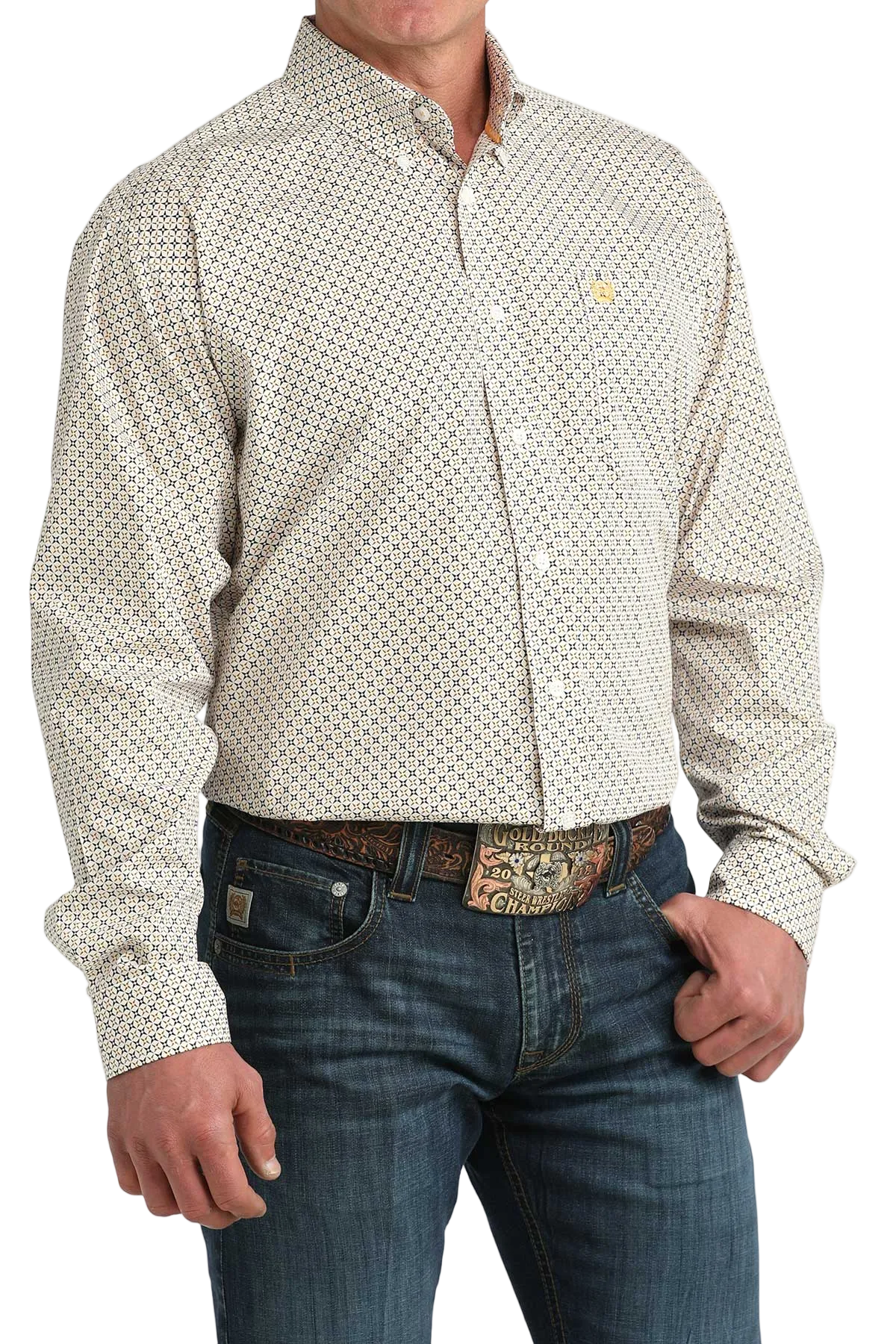 CINCH MENS LONG SLEEVE PRINT SHIRT - WHITE