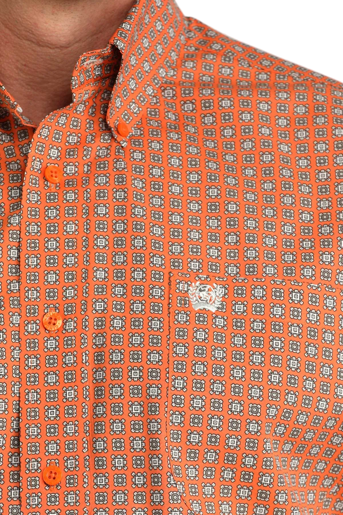 CINCH MENS SHORT SLEEVE PRINT SHIRT - ORANGE
