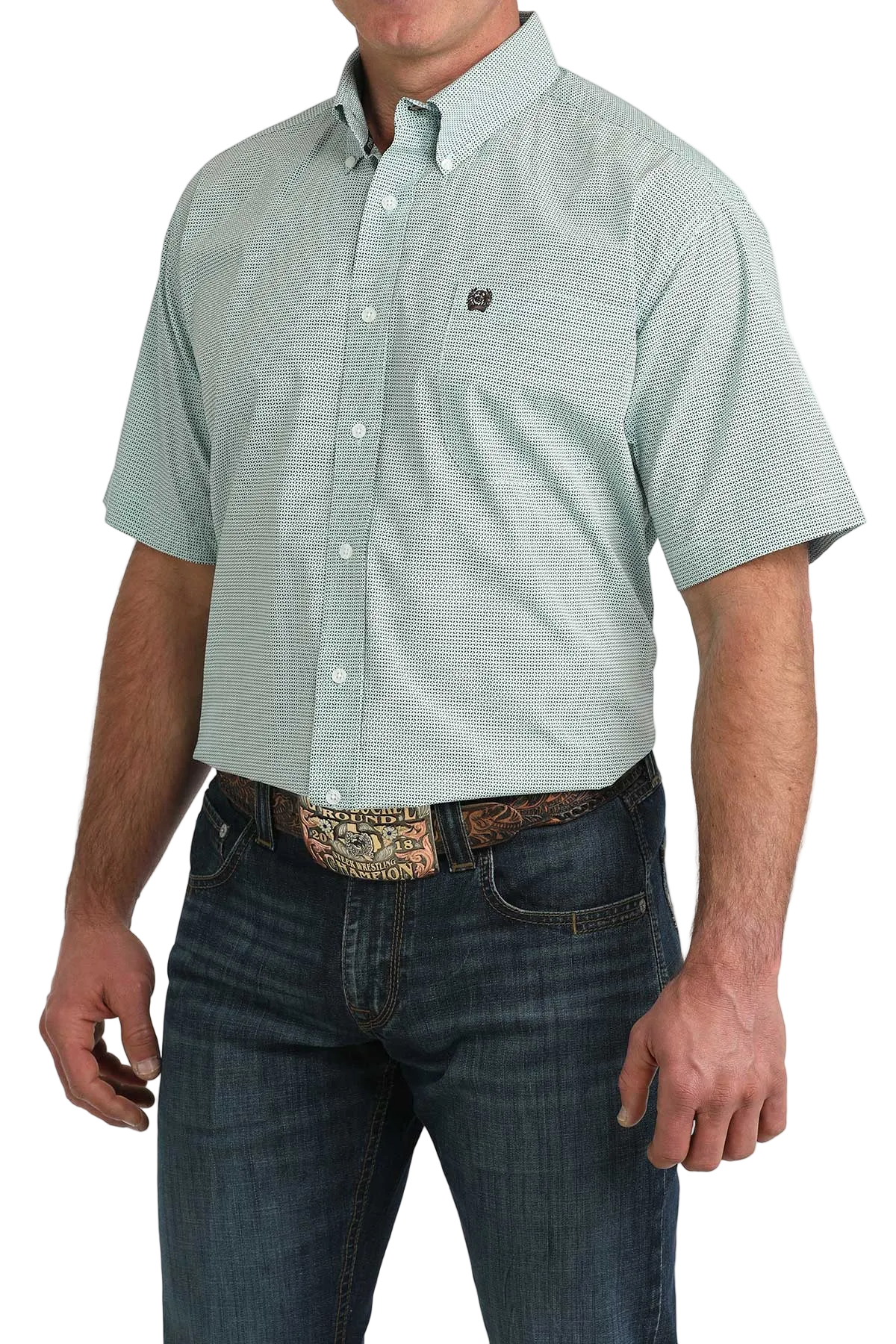 CINCH MENS SHORT SLEEVE PRINT SHIRT - BLUE
