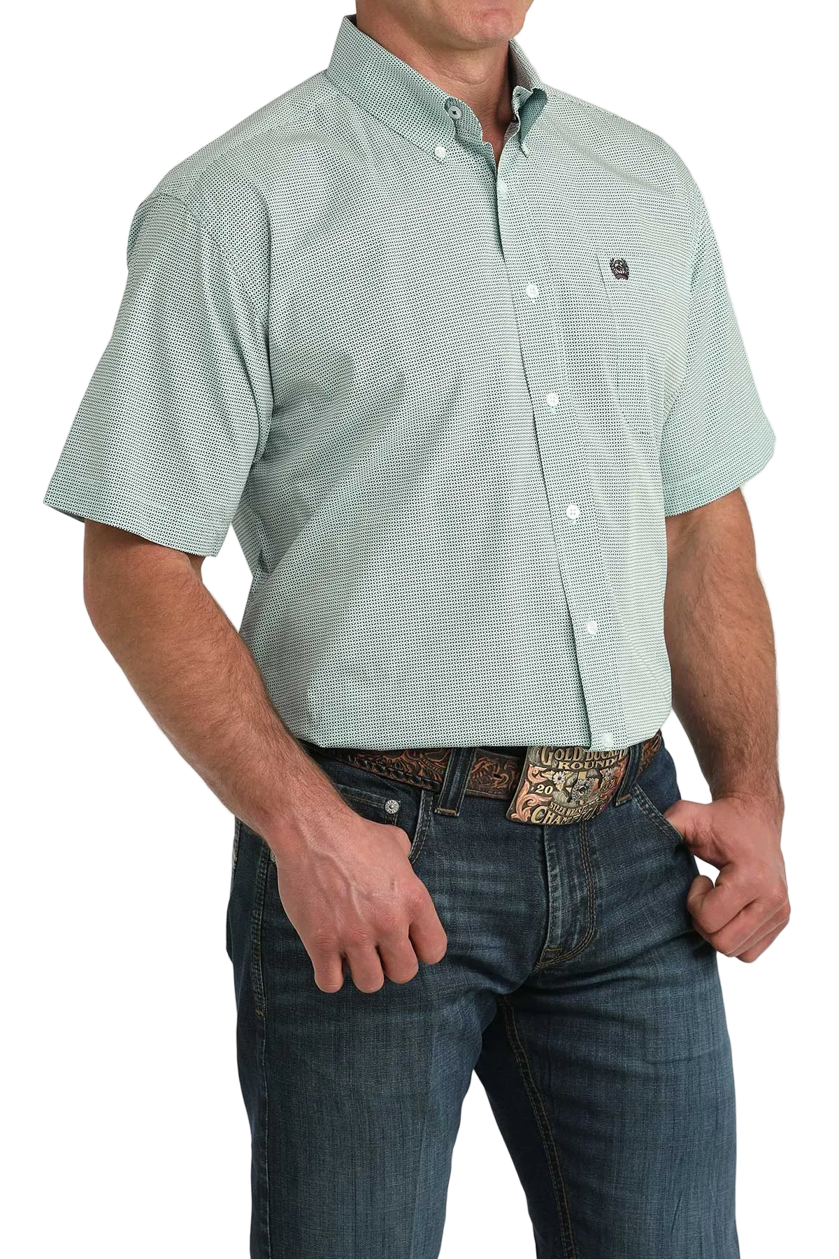 CINCH MENS SHORT SLEEVE PRINT SHIRT - BLUE