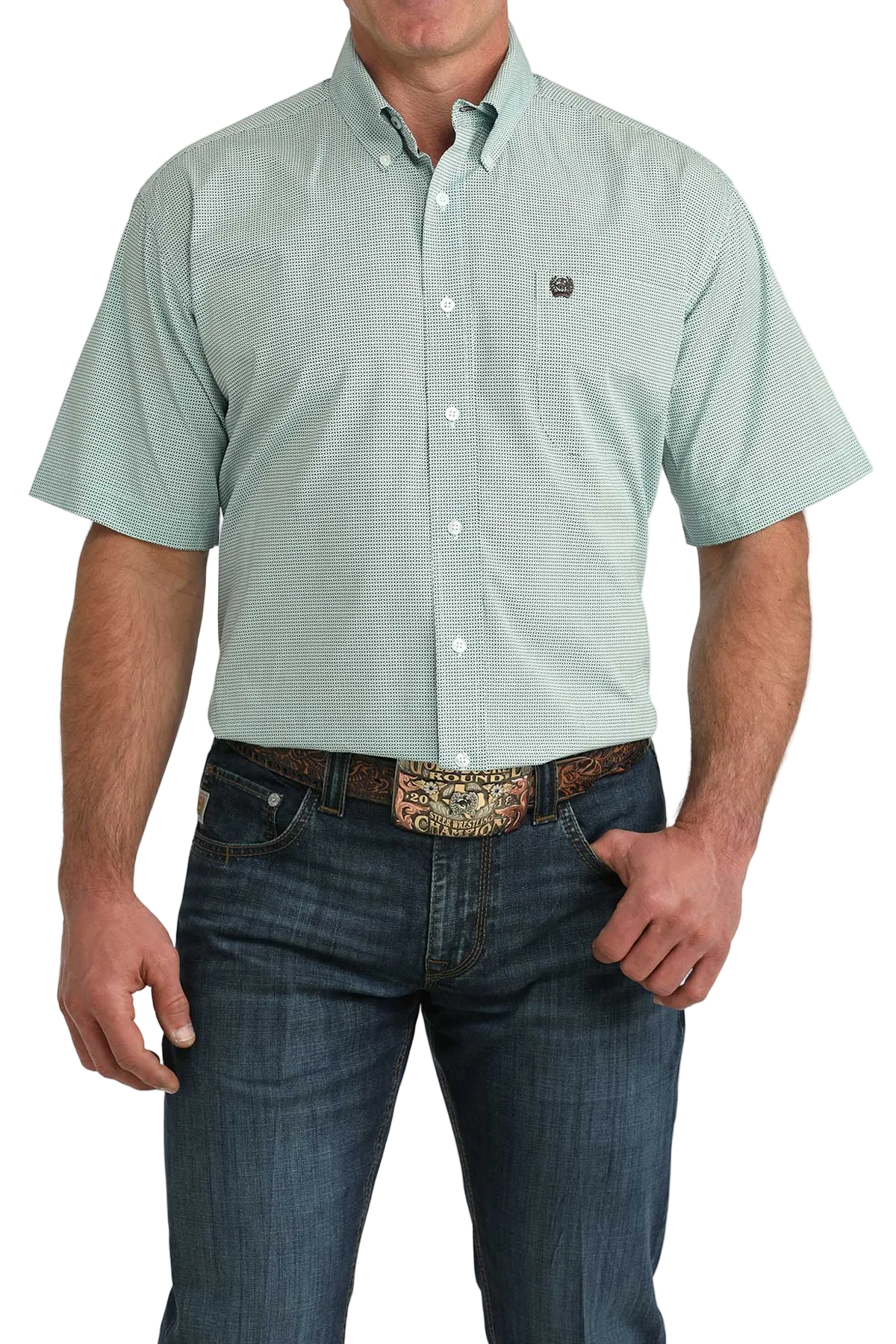 CINCH MENS SHORT SLEEVE PRINT SHIRT - BLUE