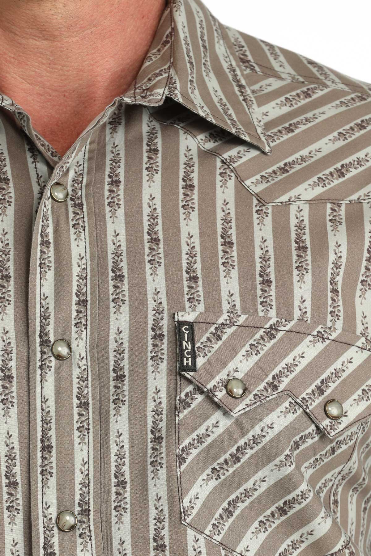 CINCH MENS LONG SLEEVE PRINT WESTERN SHIRT - KHAKI